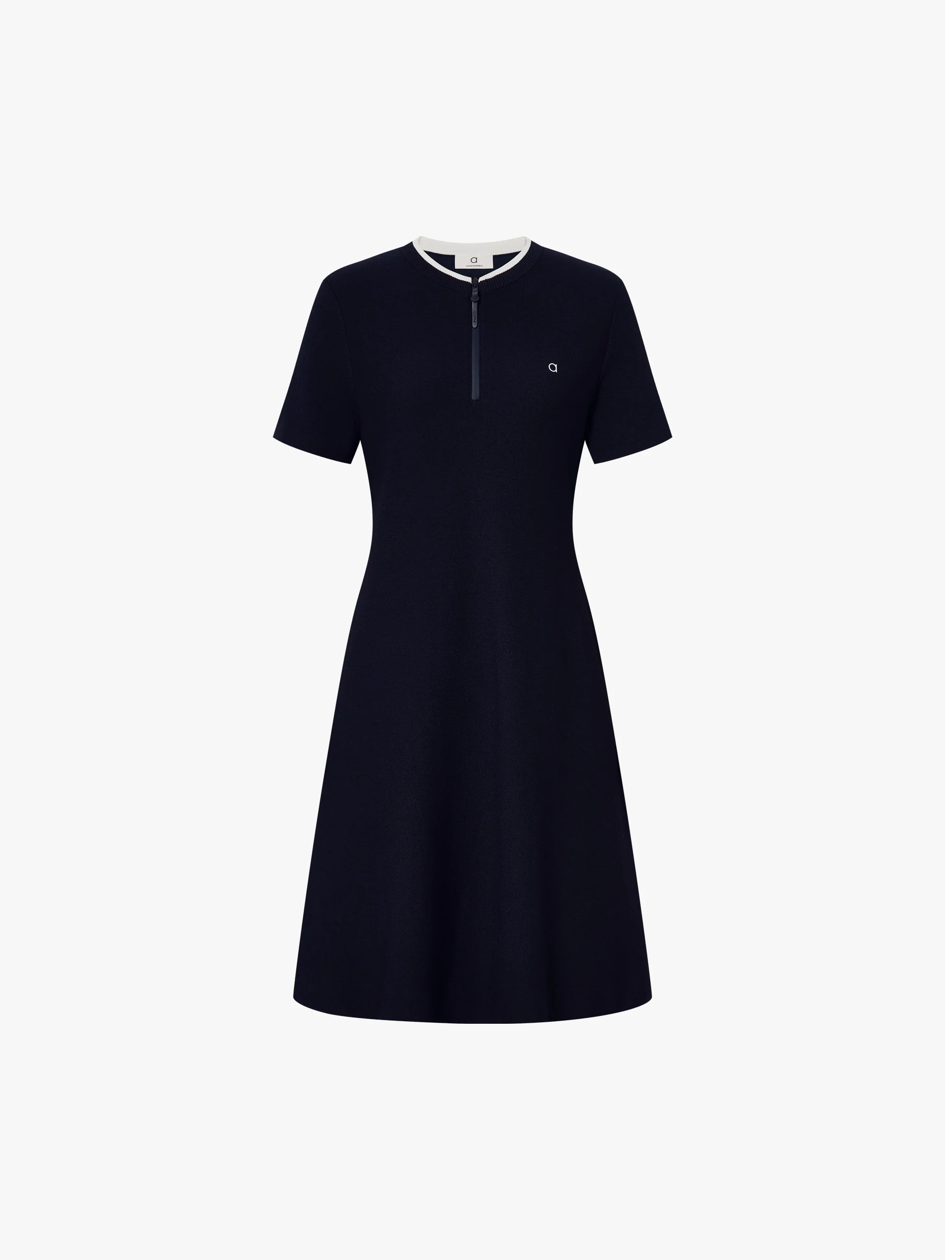 A-line Contrast Neck Dress - Image 5