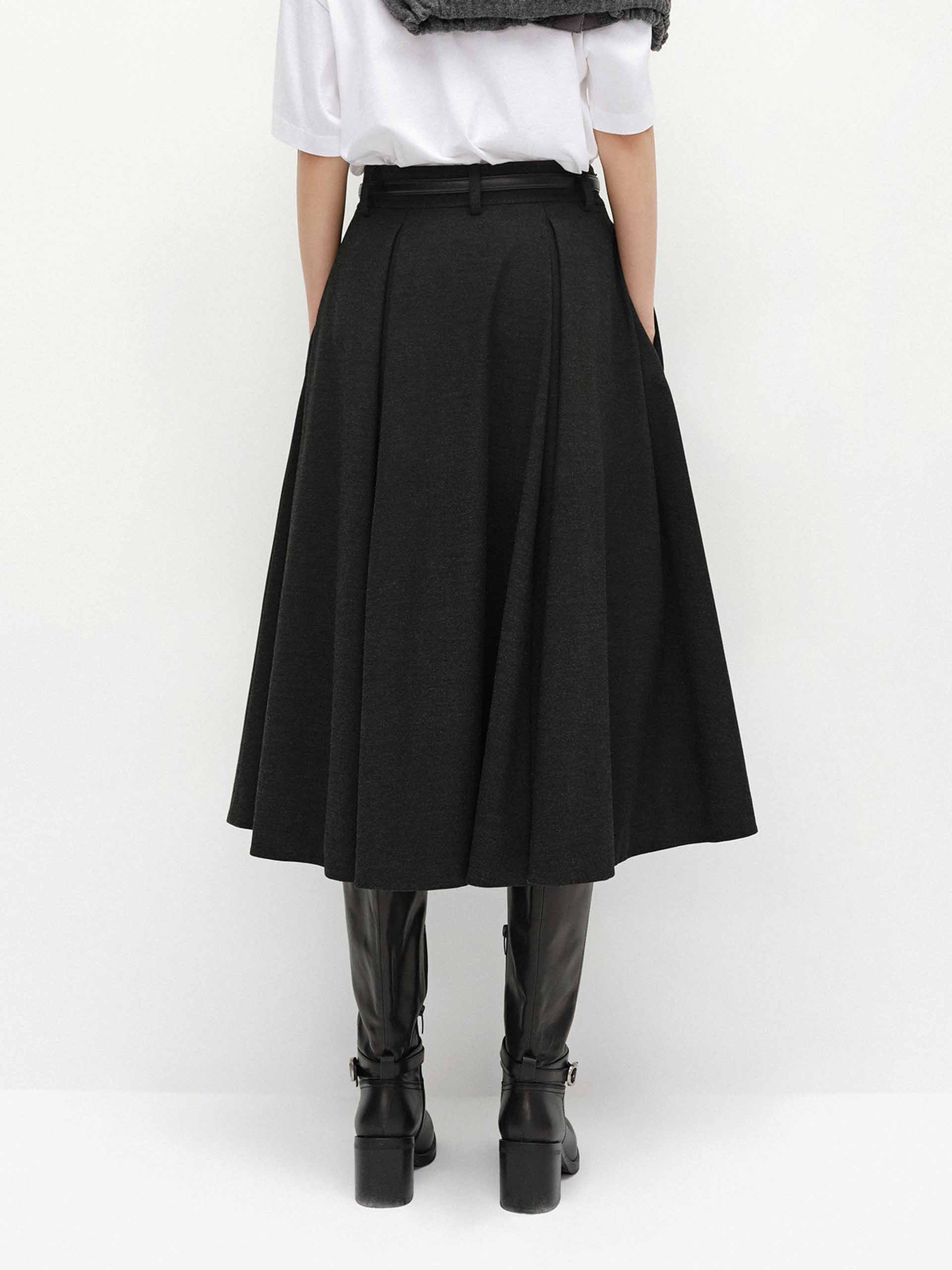 A-line Cut Pleated Skirt - Image 3