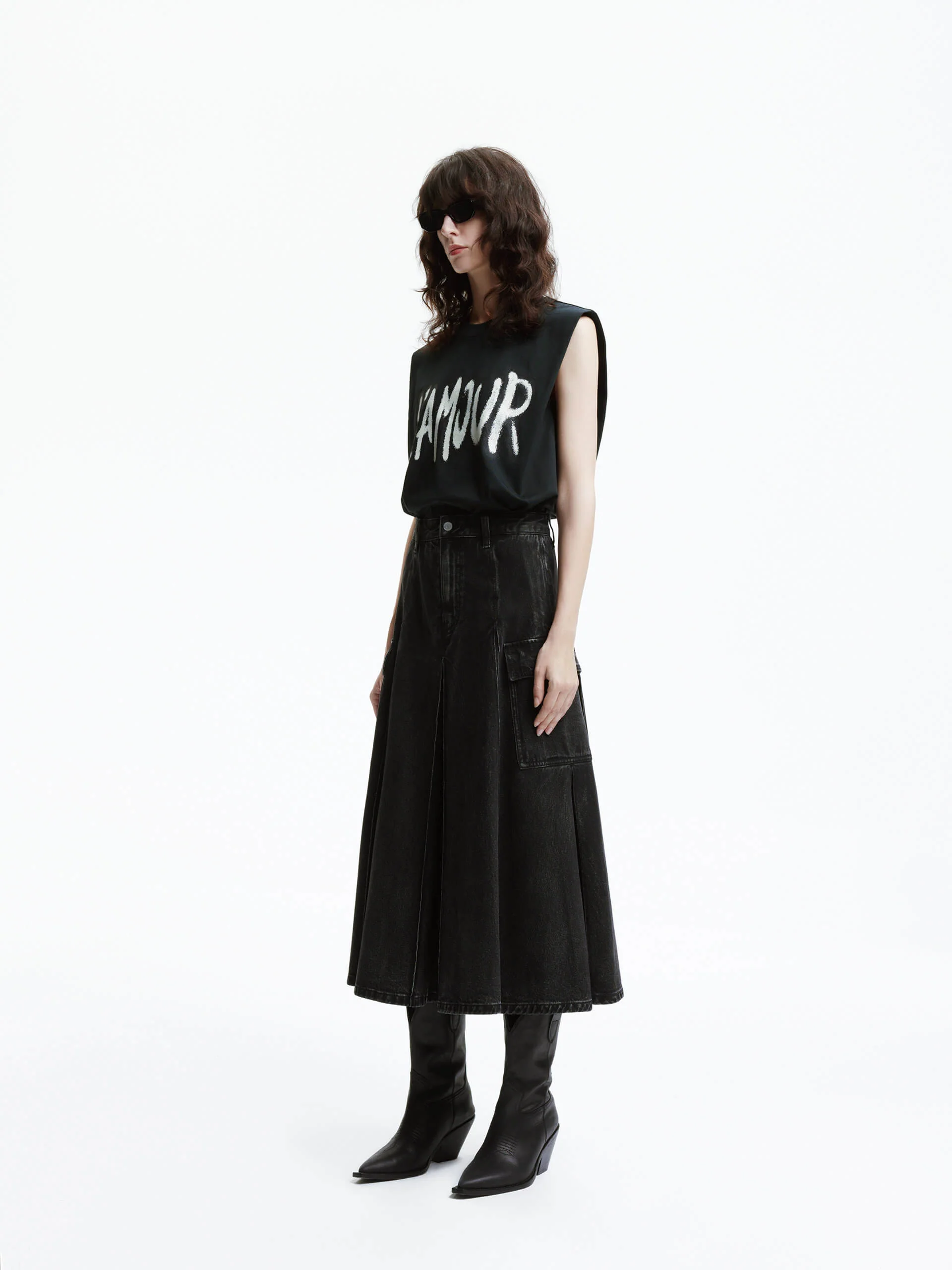 A-line Denim Midi Skirt - Image 3