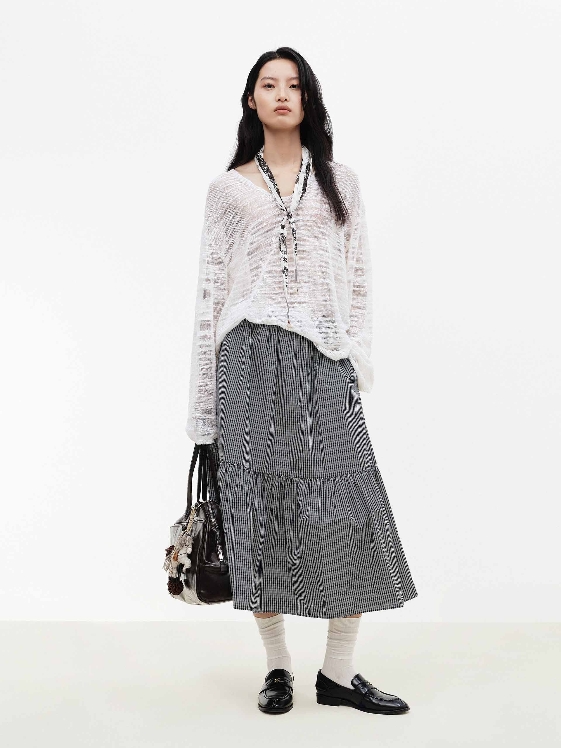 A-line Plaid Midi Skirt - Image 2