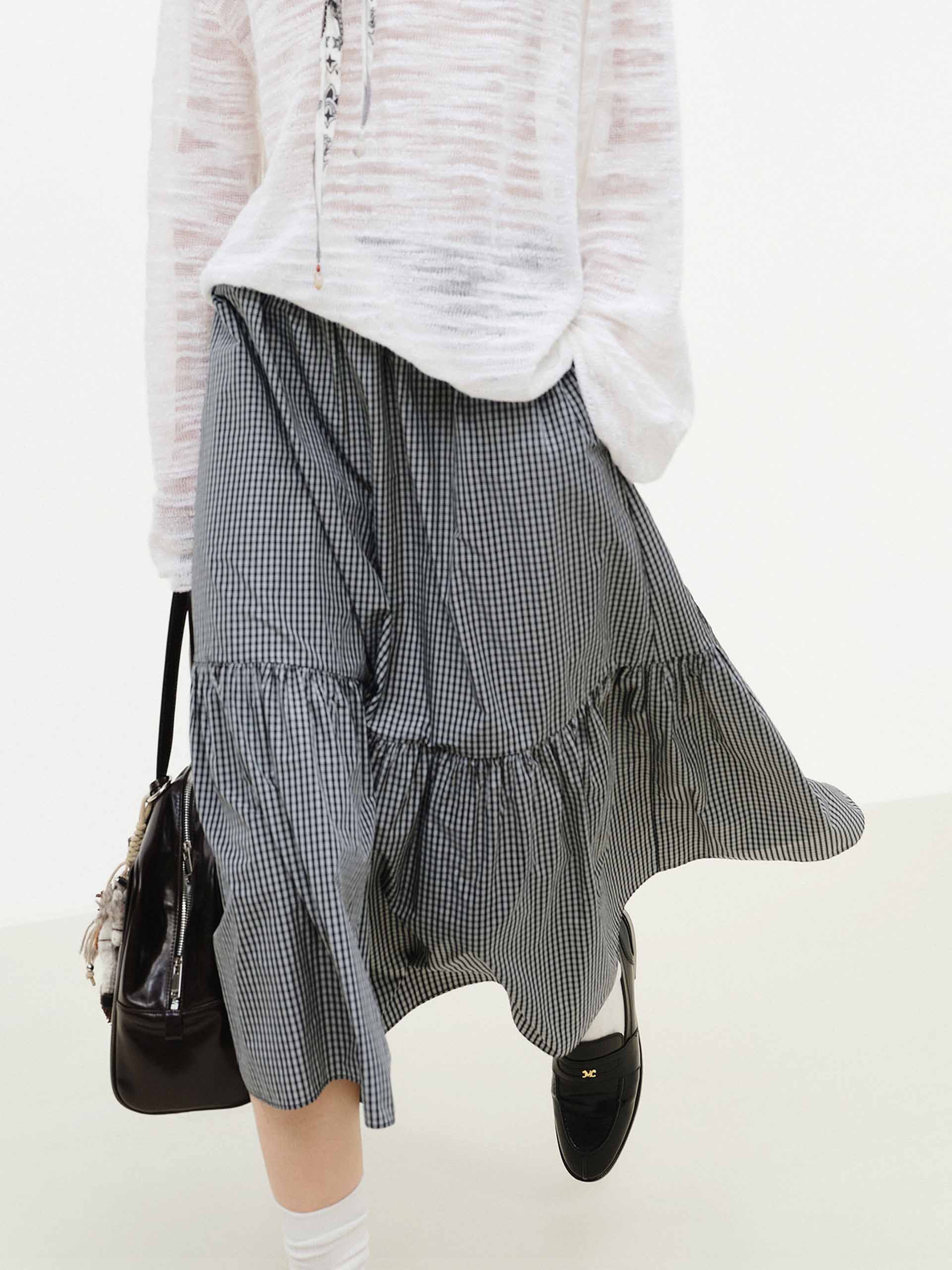 A-line Plaid Midi Skirt - Image 8