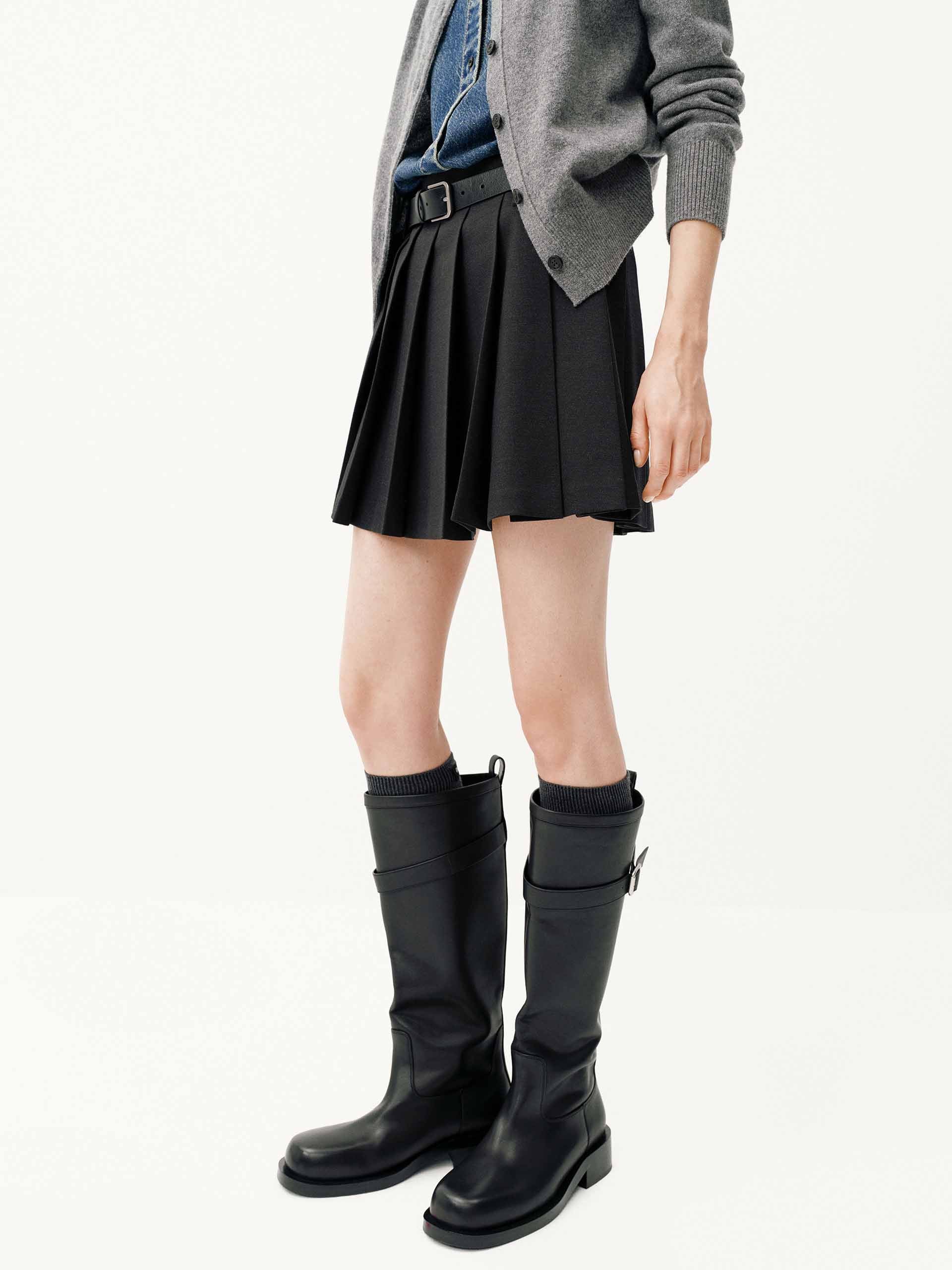 A-line Pleated Belt Skirt - Image 3