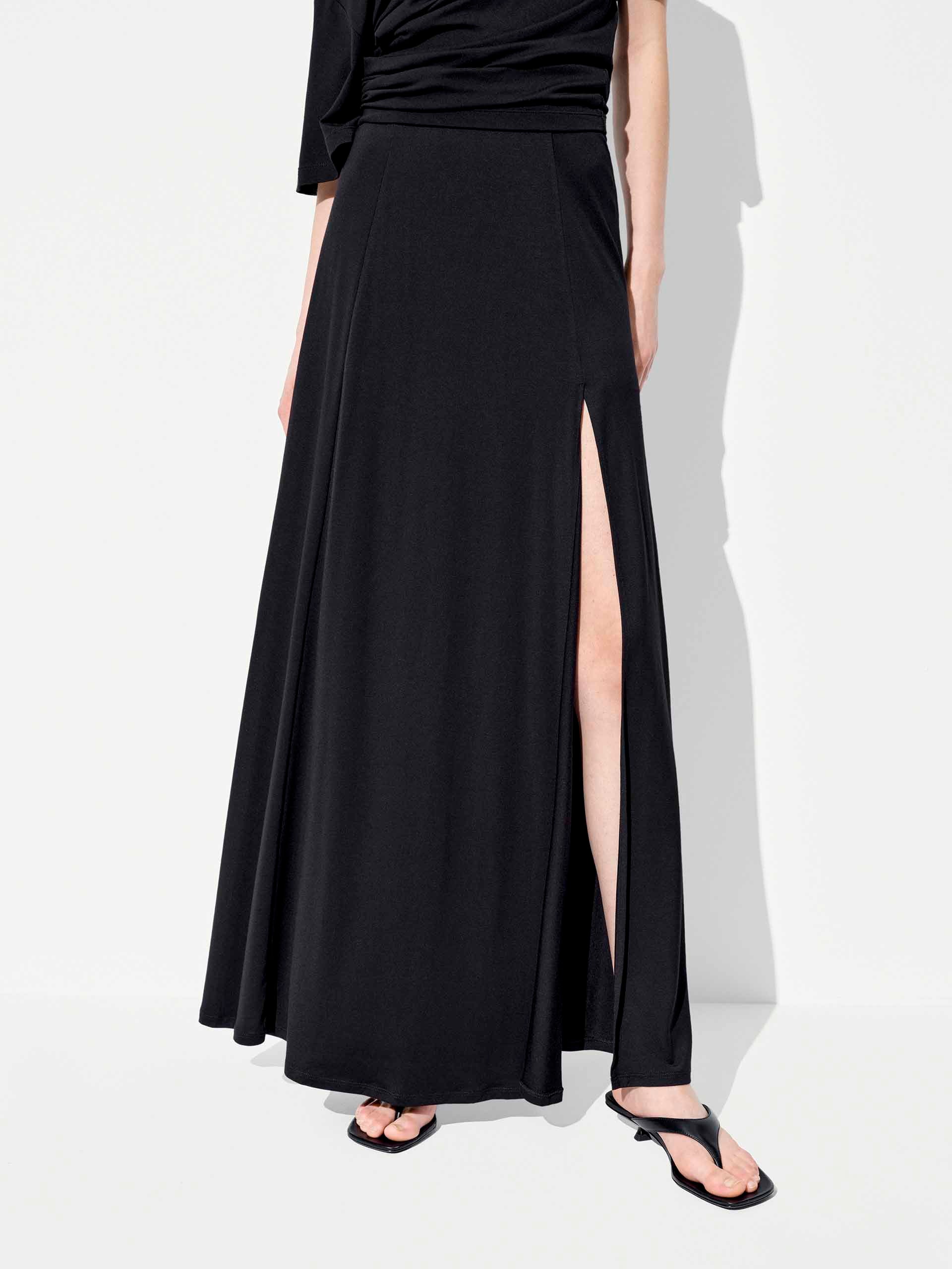 A-line Side Slit Maxi Skirt