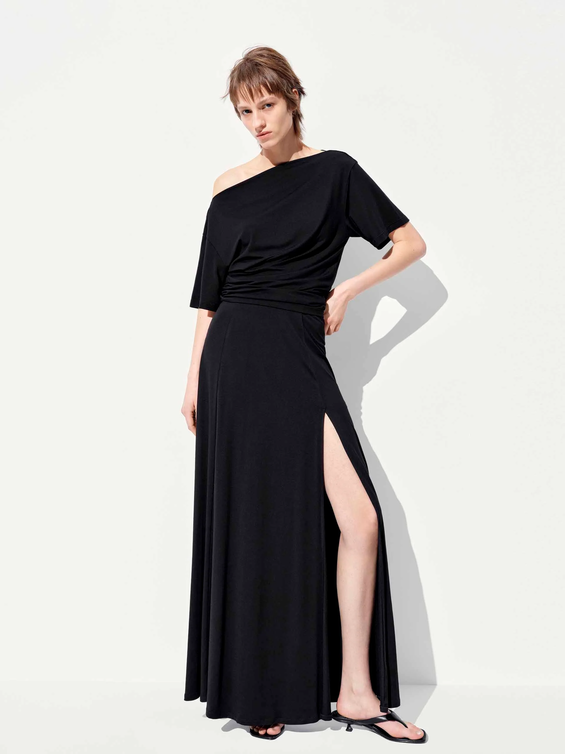 A-line Side Slit Maxi Skirt - Image 2