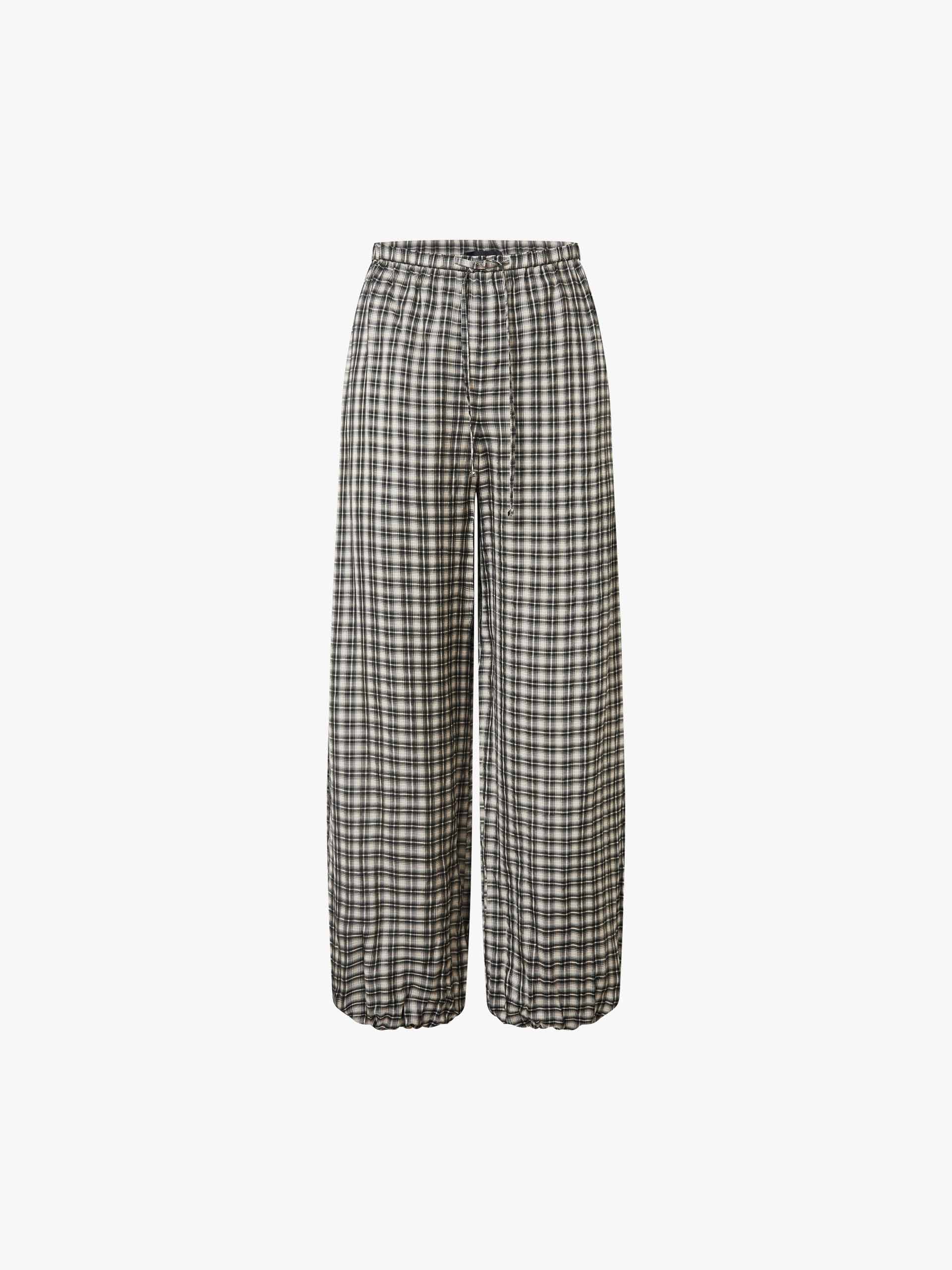 Acetate Blend Plaid Trousers - Image 5