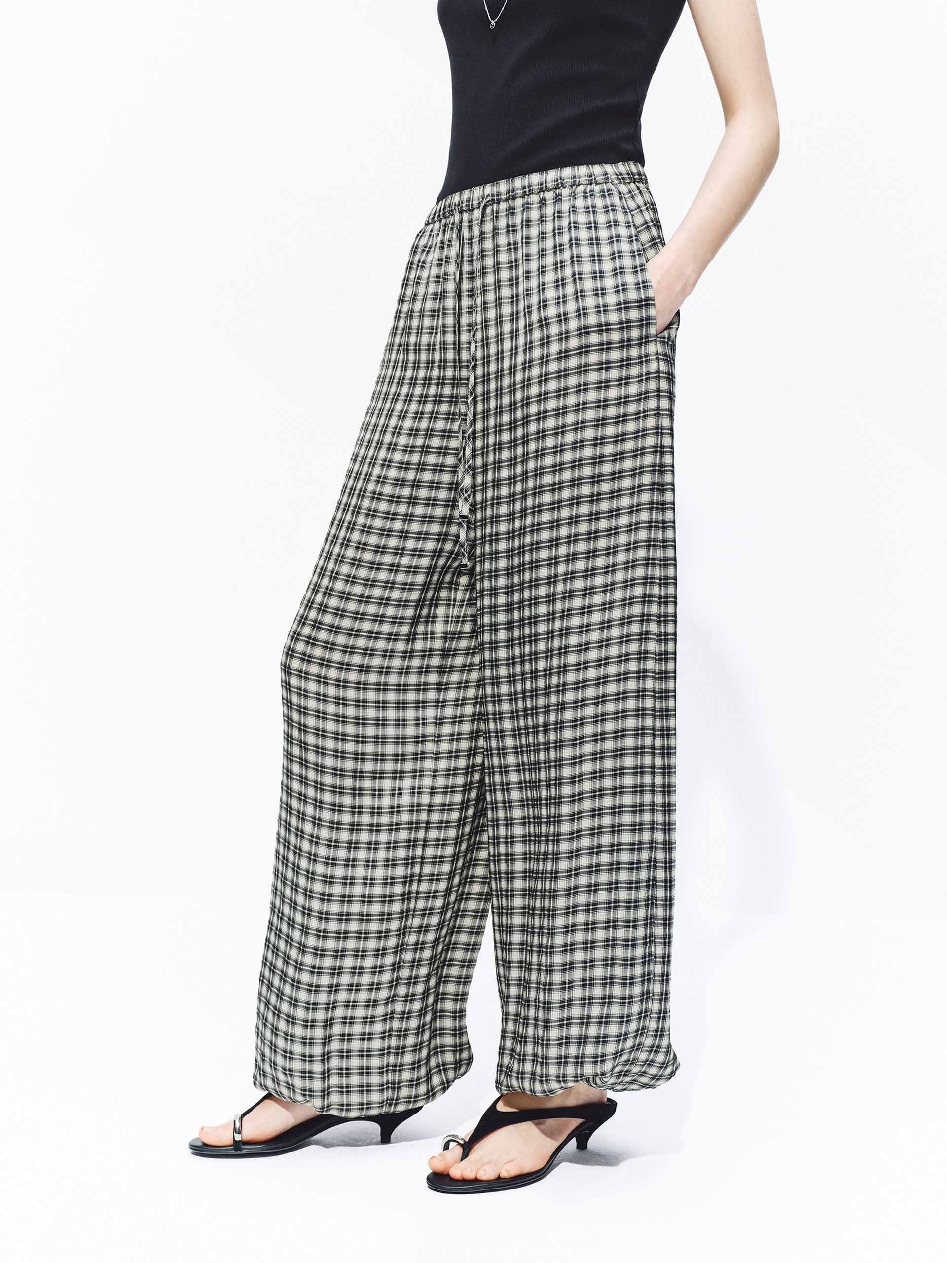 Acetate Blend Plaid Trousers - Image 6