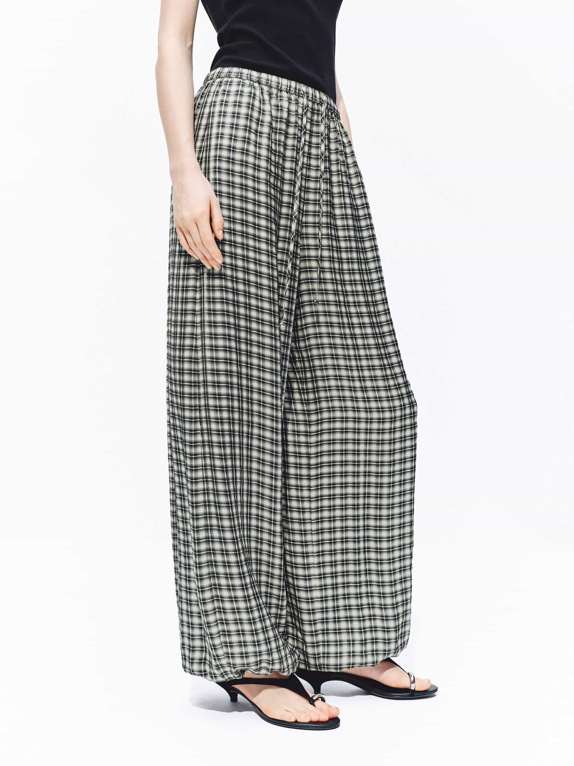 Acetate Blend Plaid Trousers - Image 7