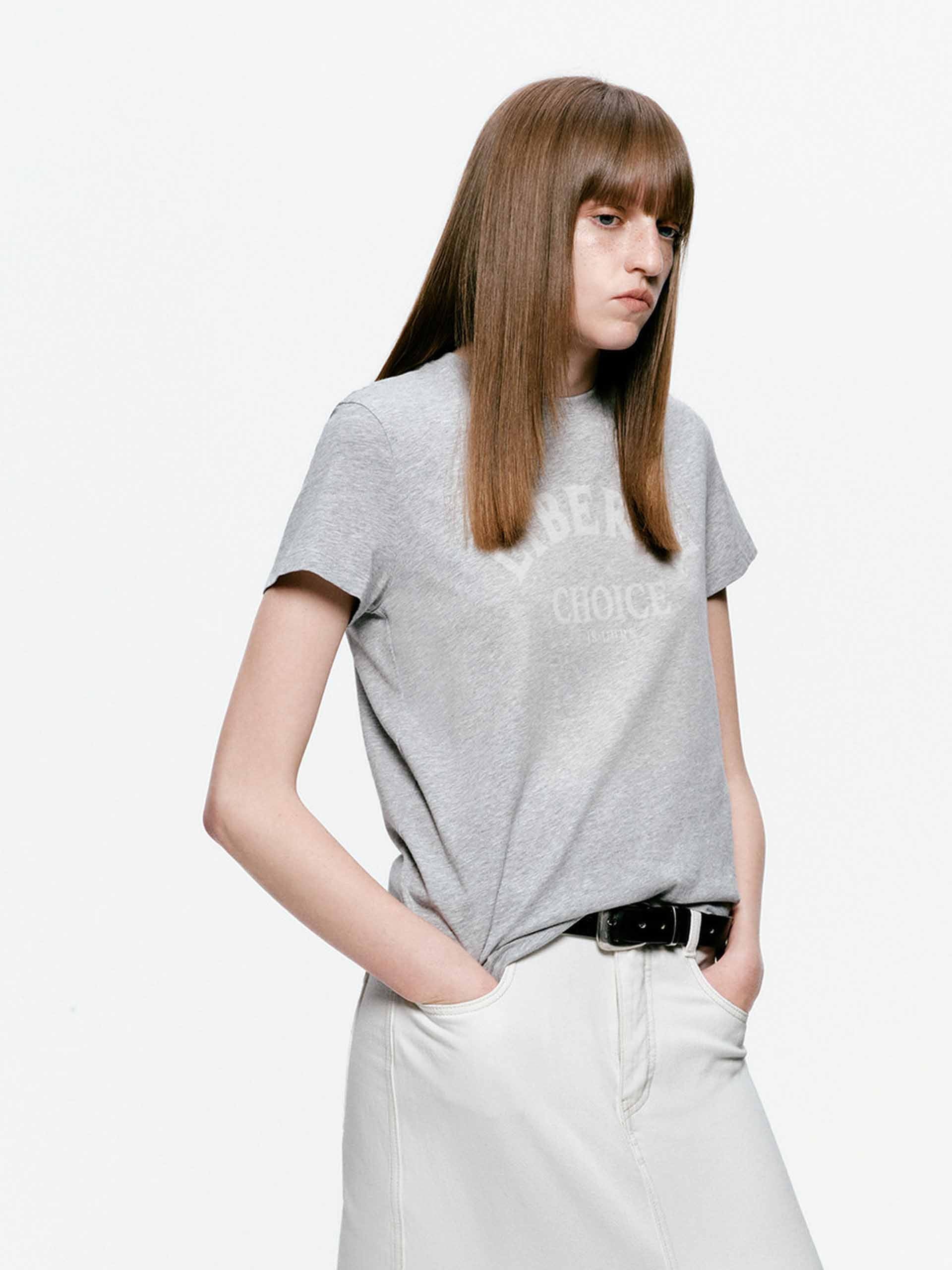 Alphabet Print Cotton T-shirt - Image 22