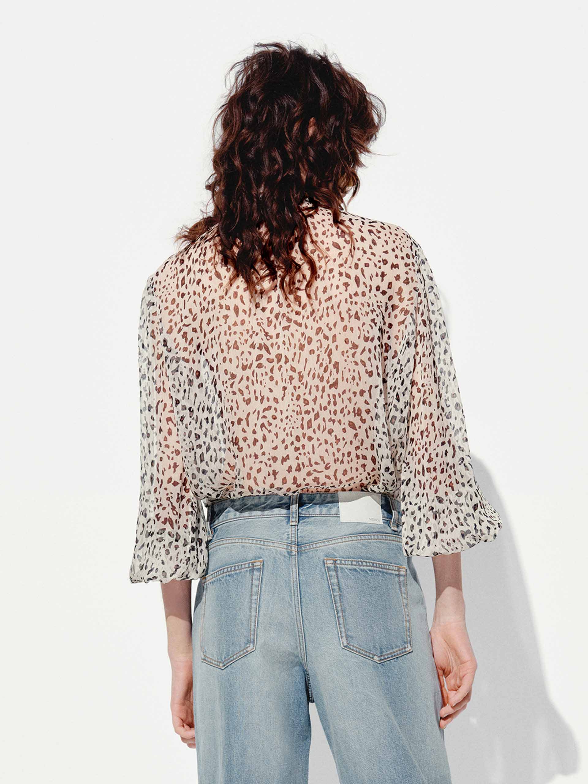 Animal Print Tie Blouse - Image 6