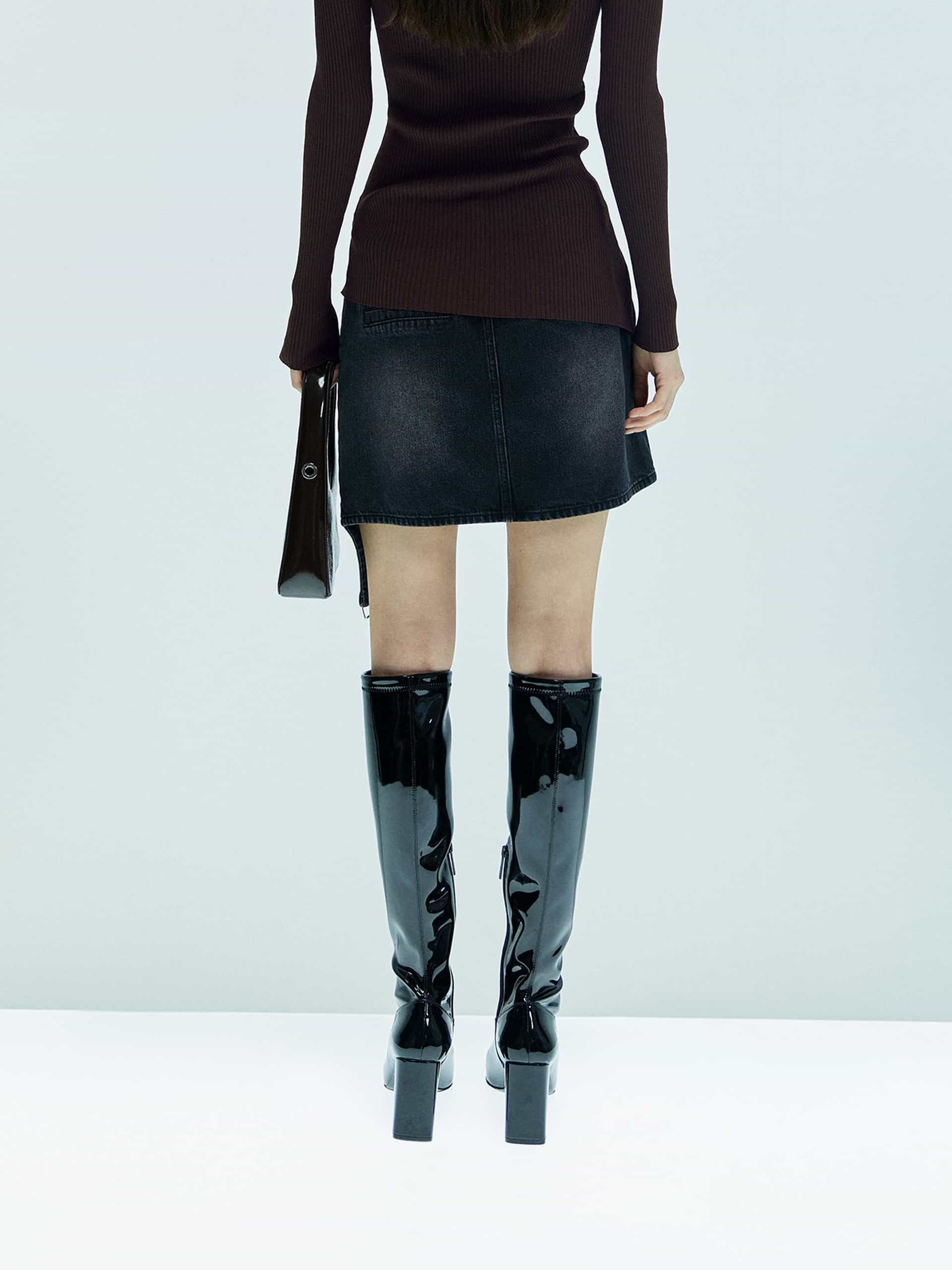 Asymmetric Cotton Mini Skirt - Image 13