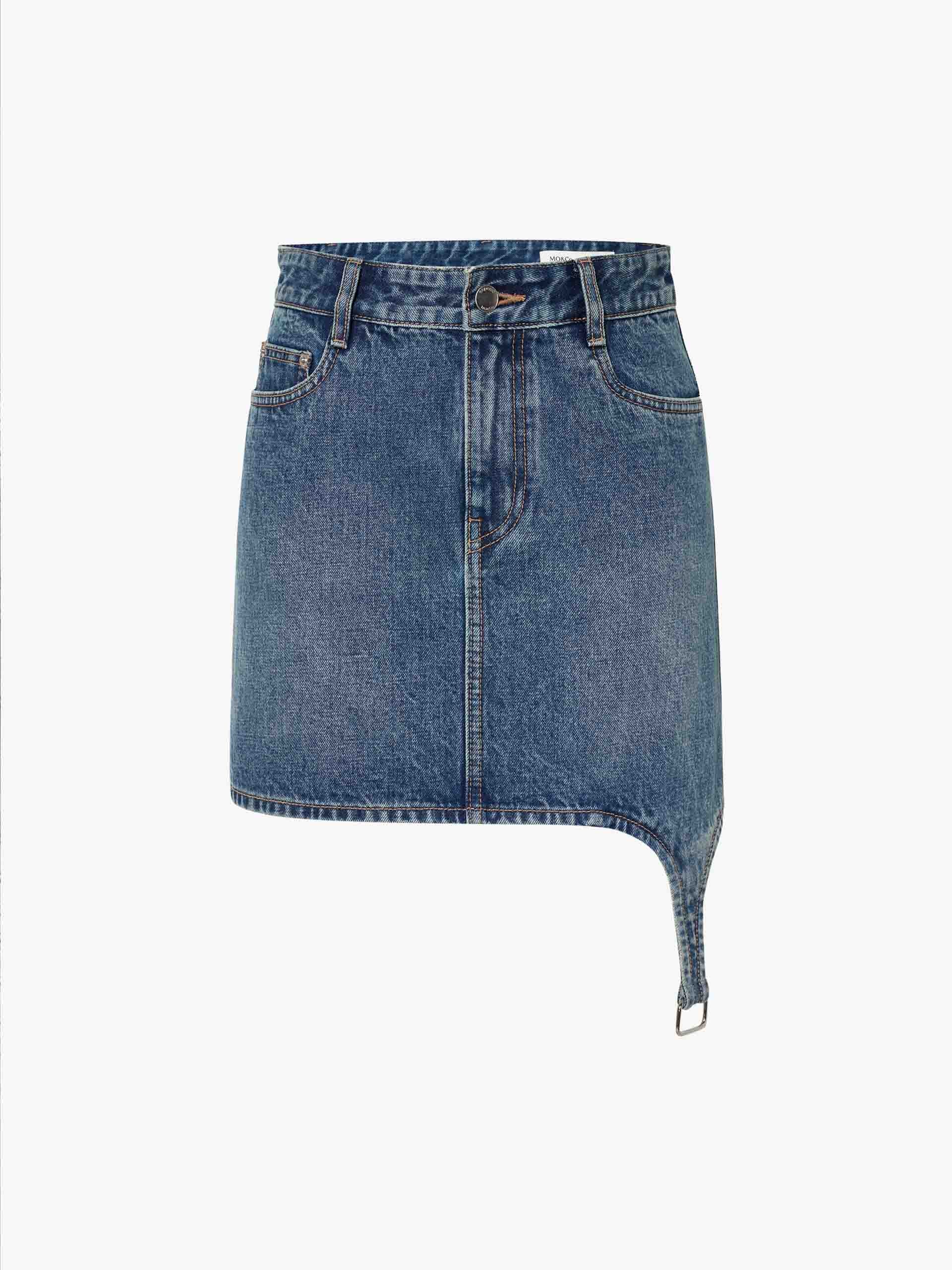 Asymmetric Cotton Mini Skirt - Image 5