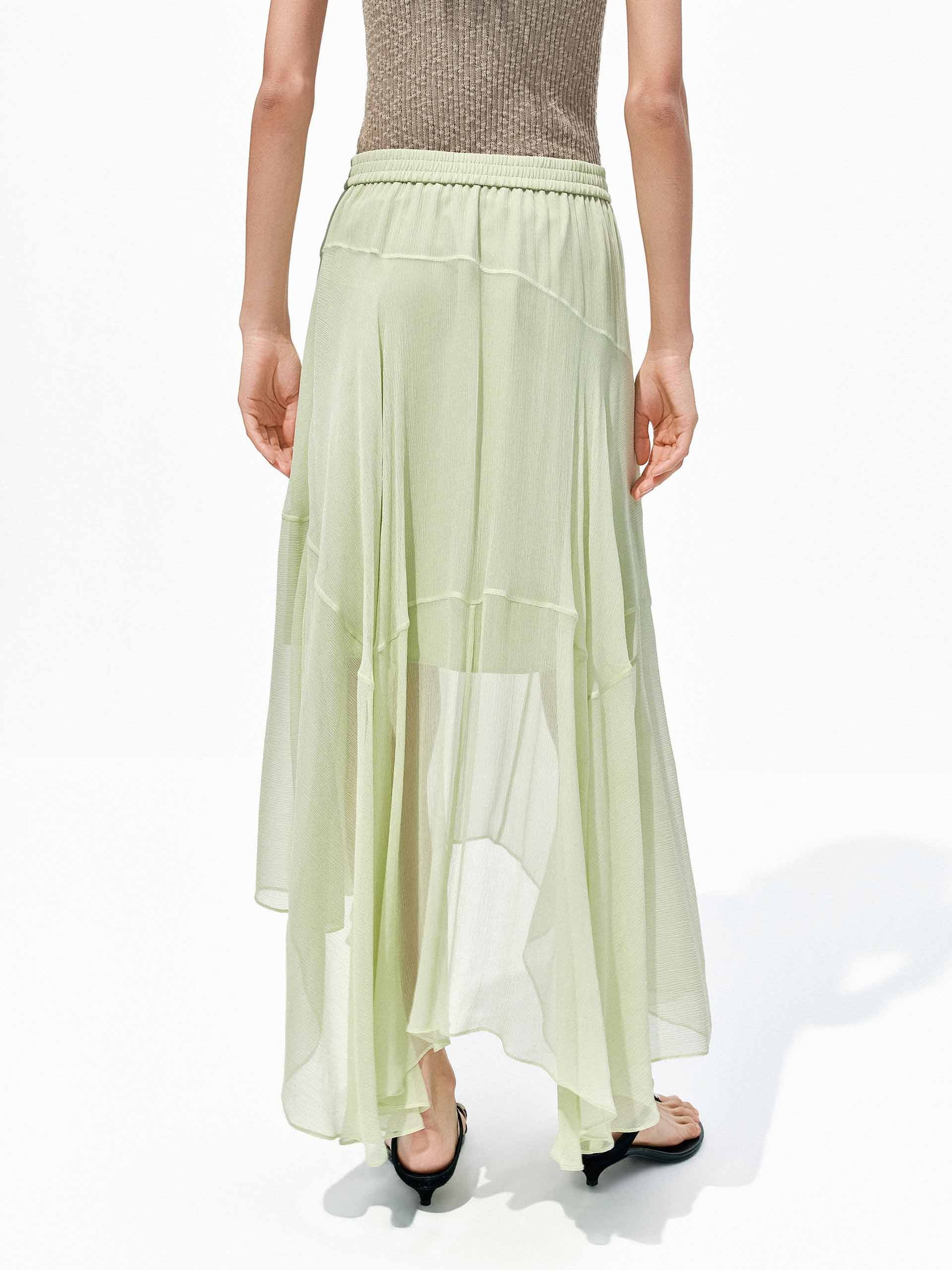 Asymmetric Hem Chiffon Skirt - Image 6