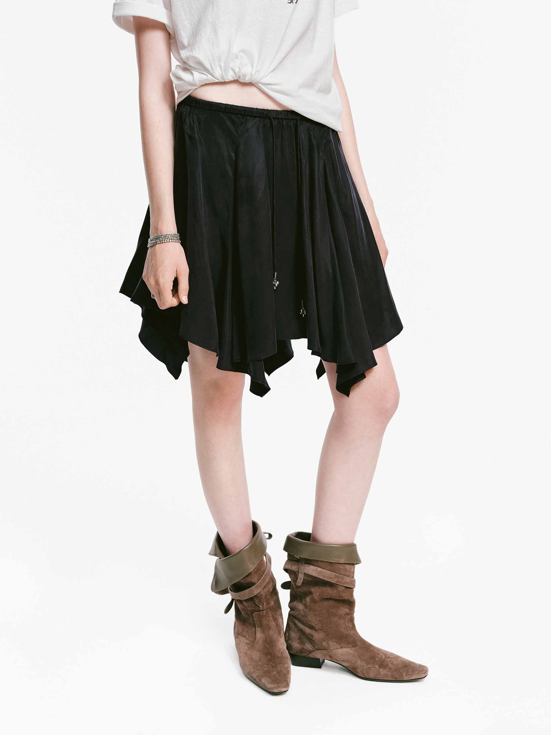 Asymmetric Hem Flowy Skirt - Image 6