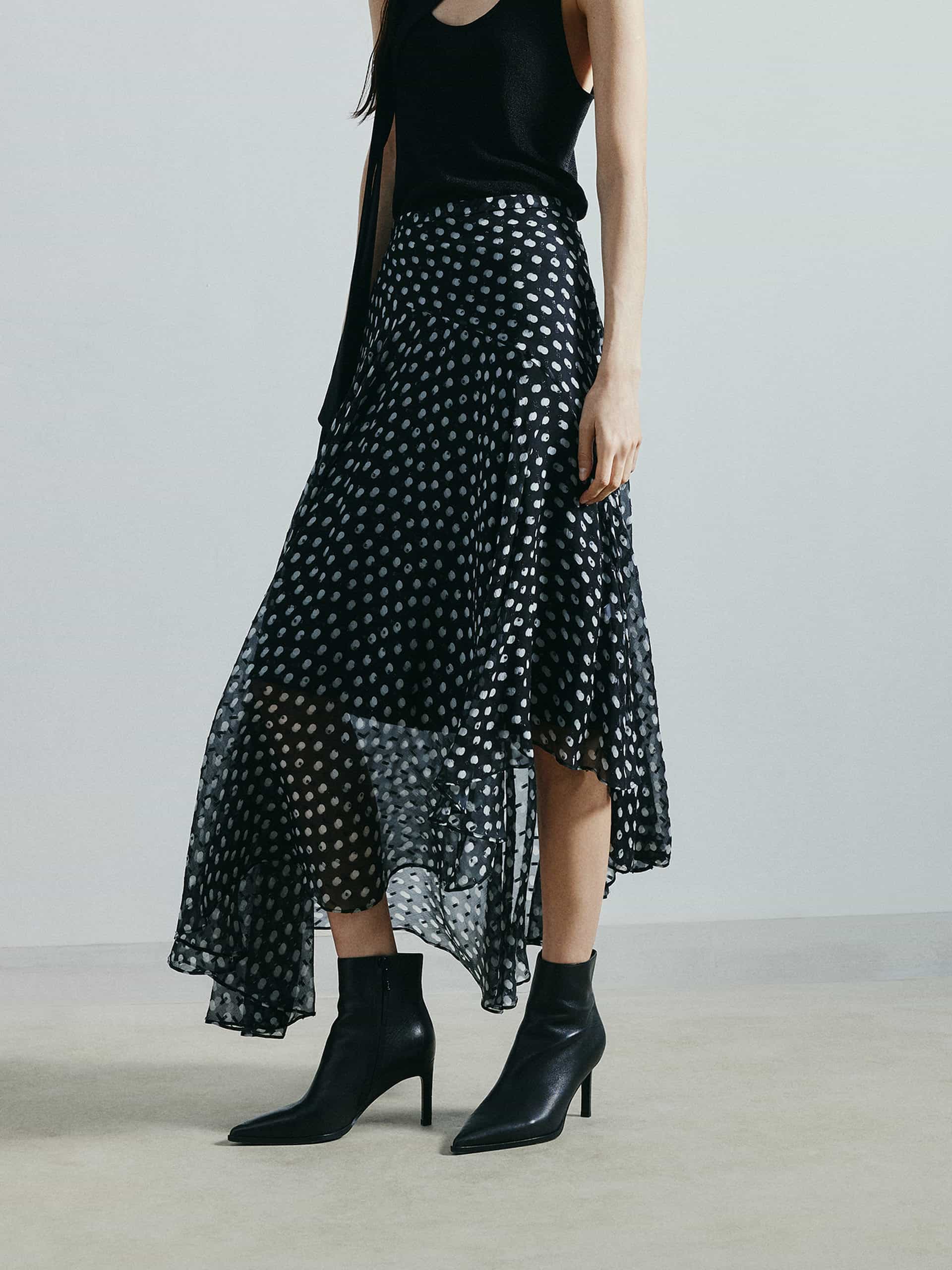 Asymmetric Polka Dot Skirt - Image 3