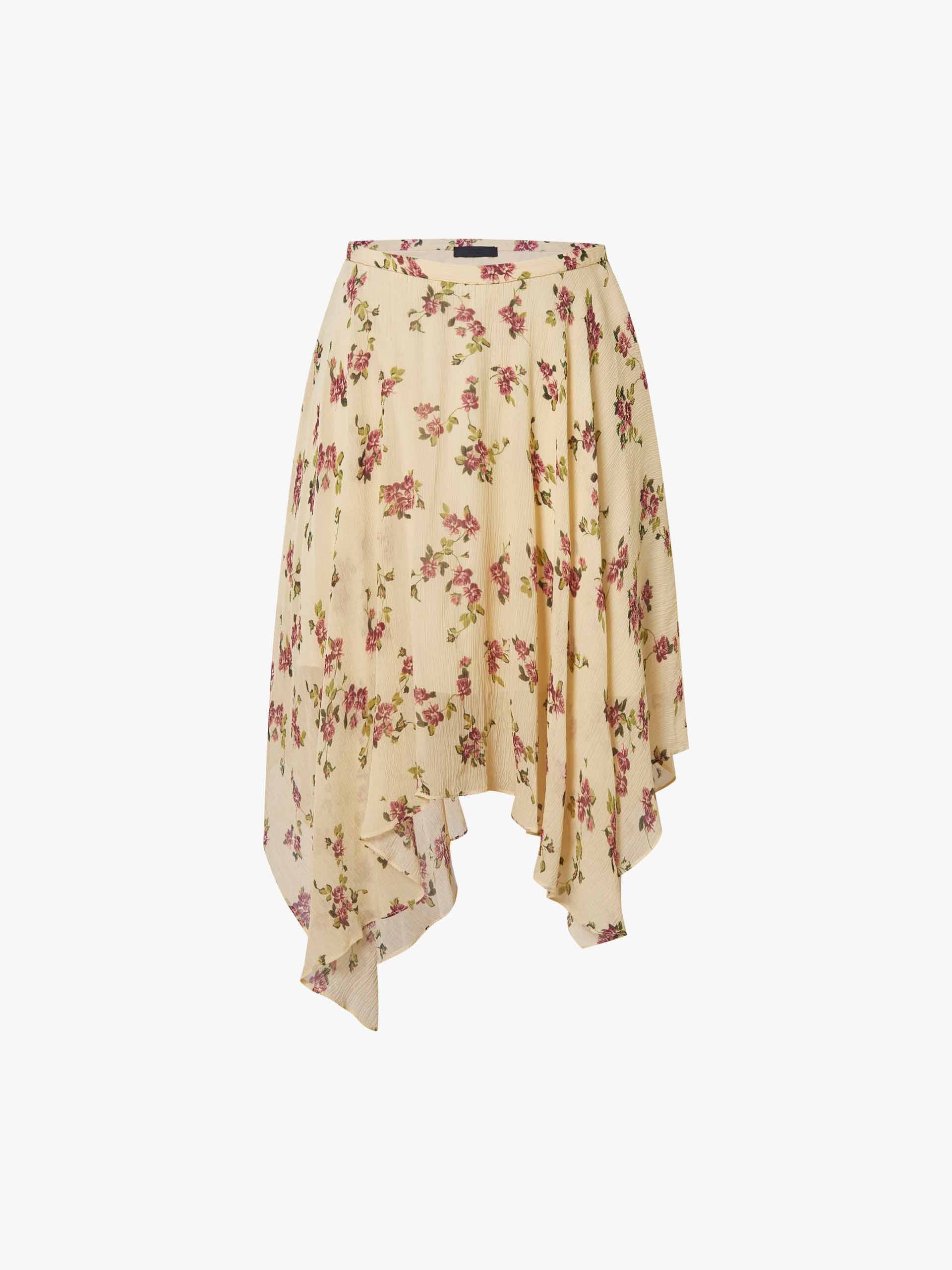 Asymmetrical Hem Floral Skirt - Image 5