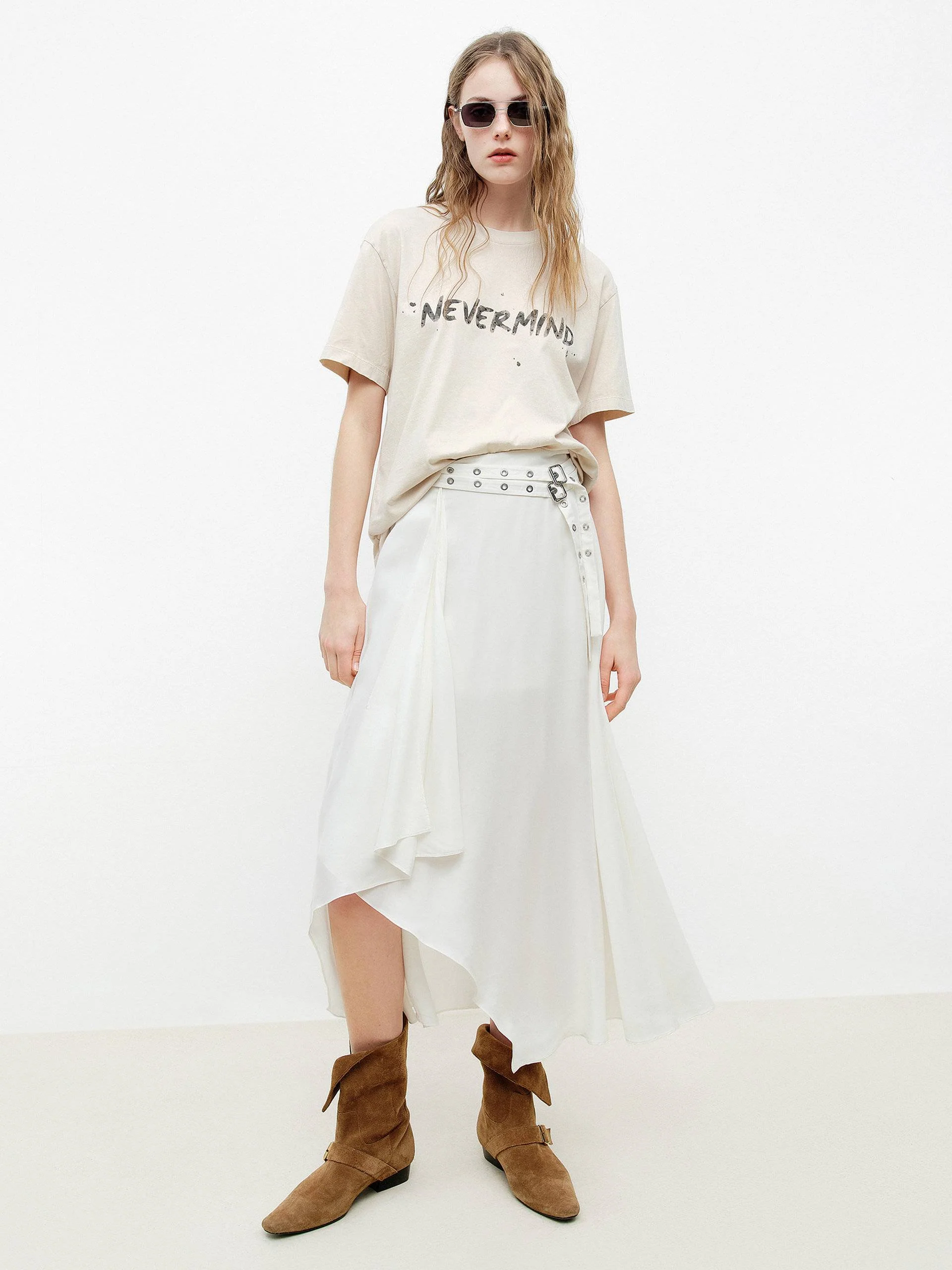 Asymmetrical Midi Flowy Skirt - Image 2