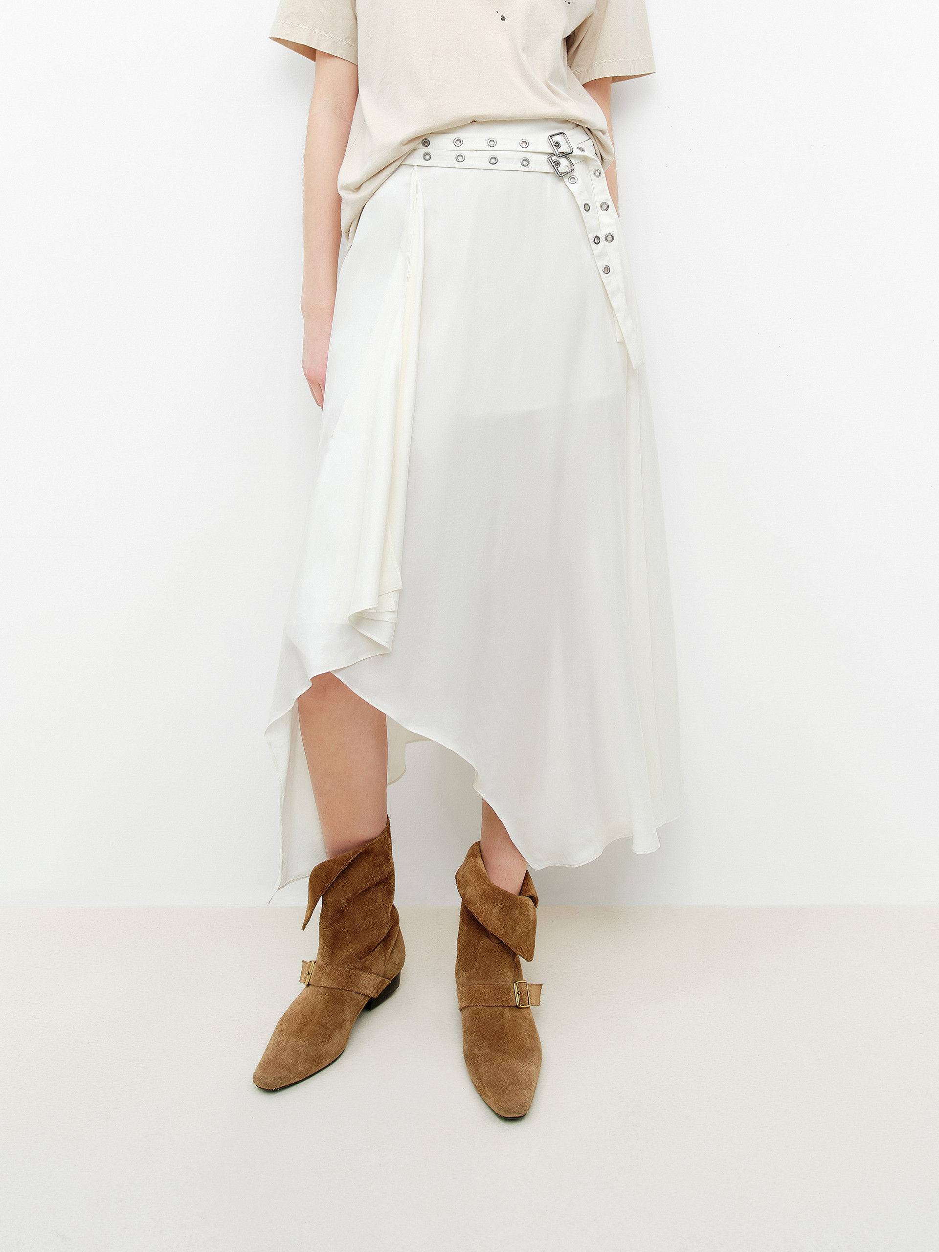 Asymmetrical Midi Flowy Skirt - Image 3
