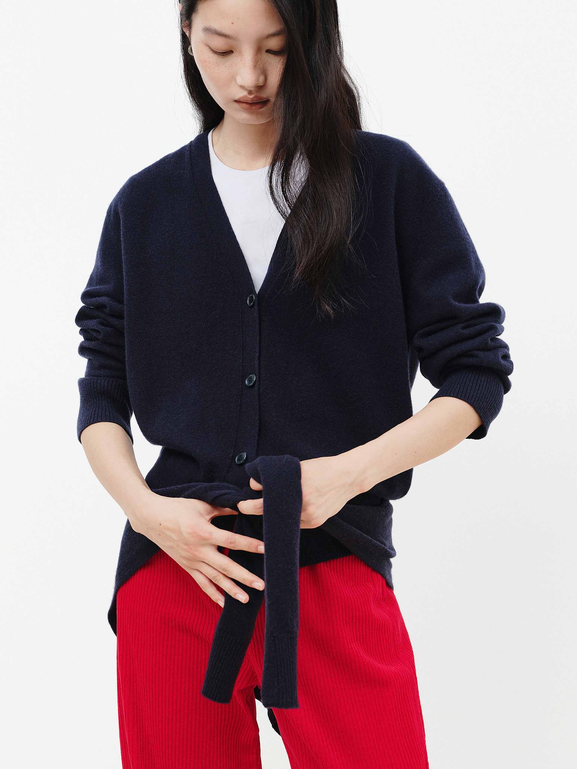 Attached Shawl Wool Cardigan - Image 14