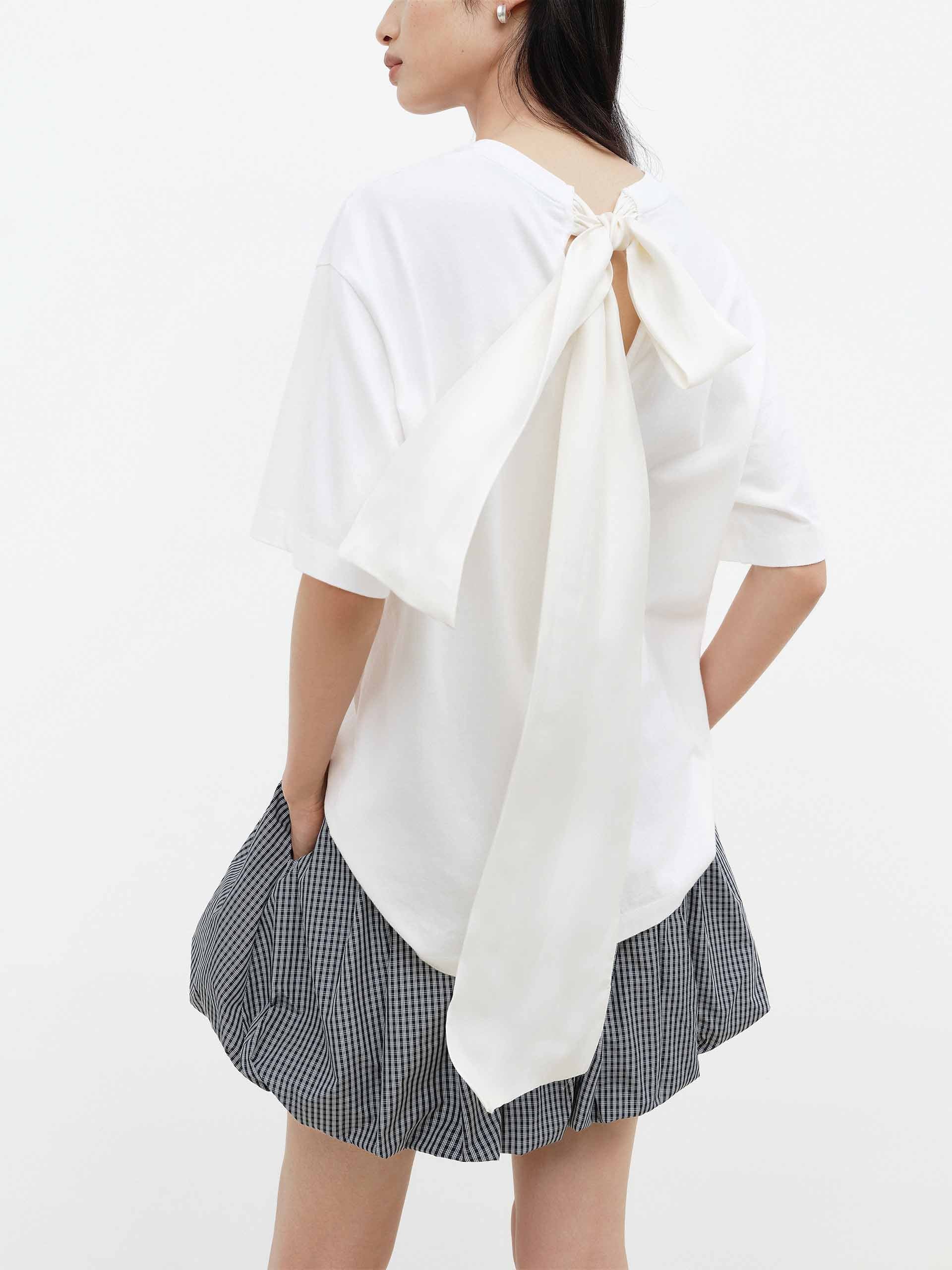 Back Bow Cotton T-shirt - Image 11