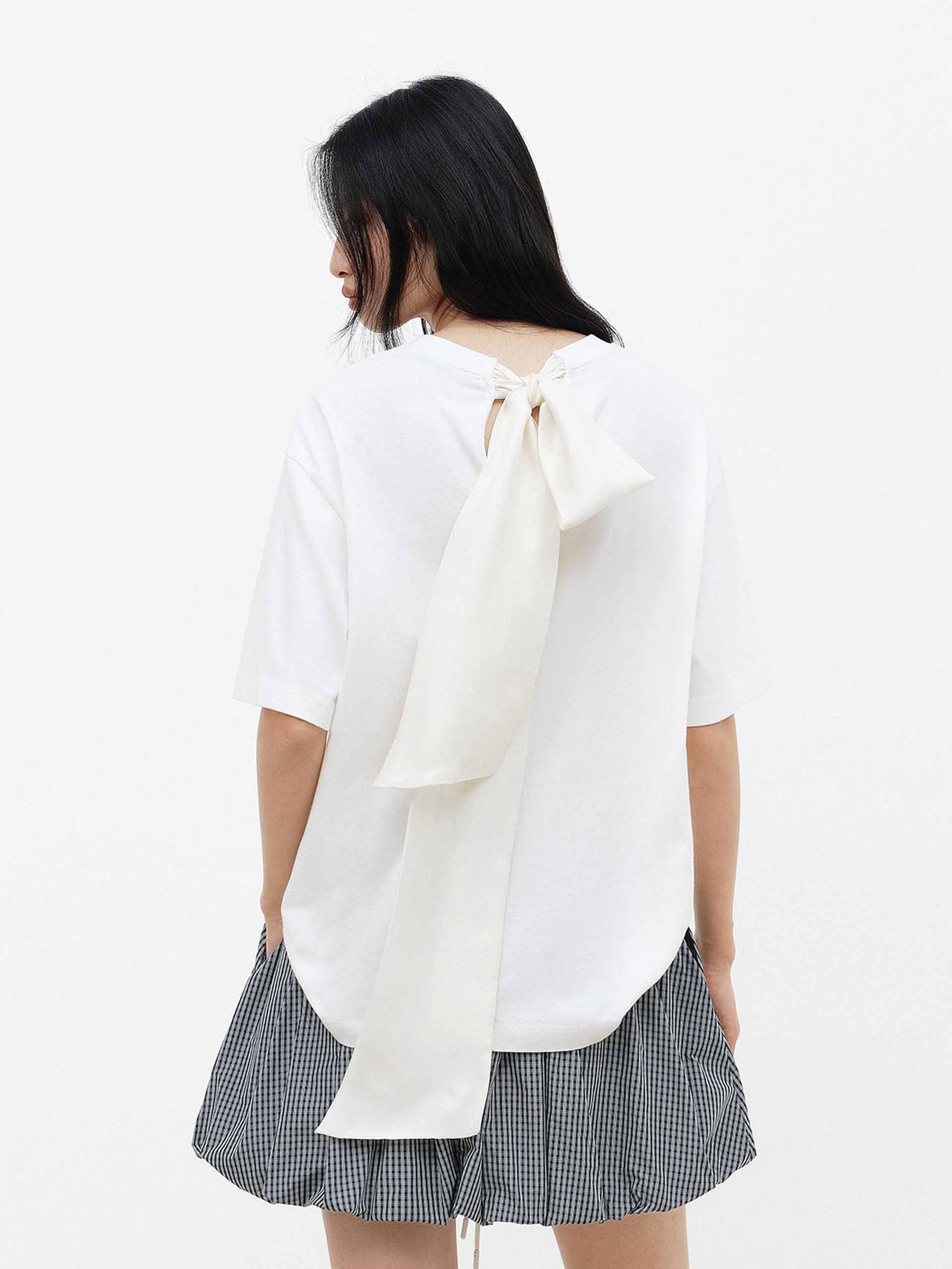 Back Bow Cotton T-shirt - Image 16