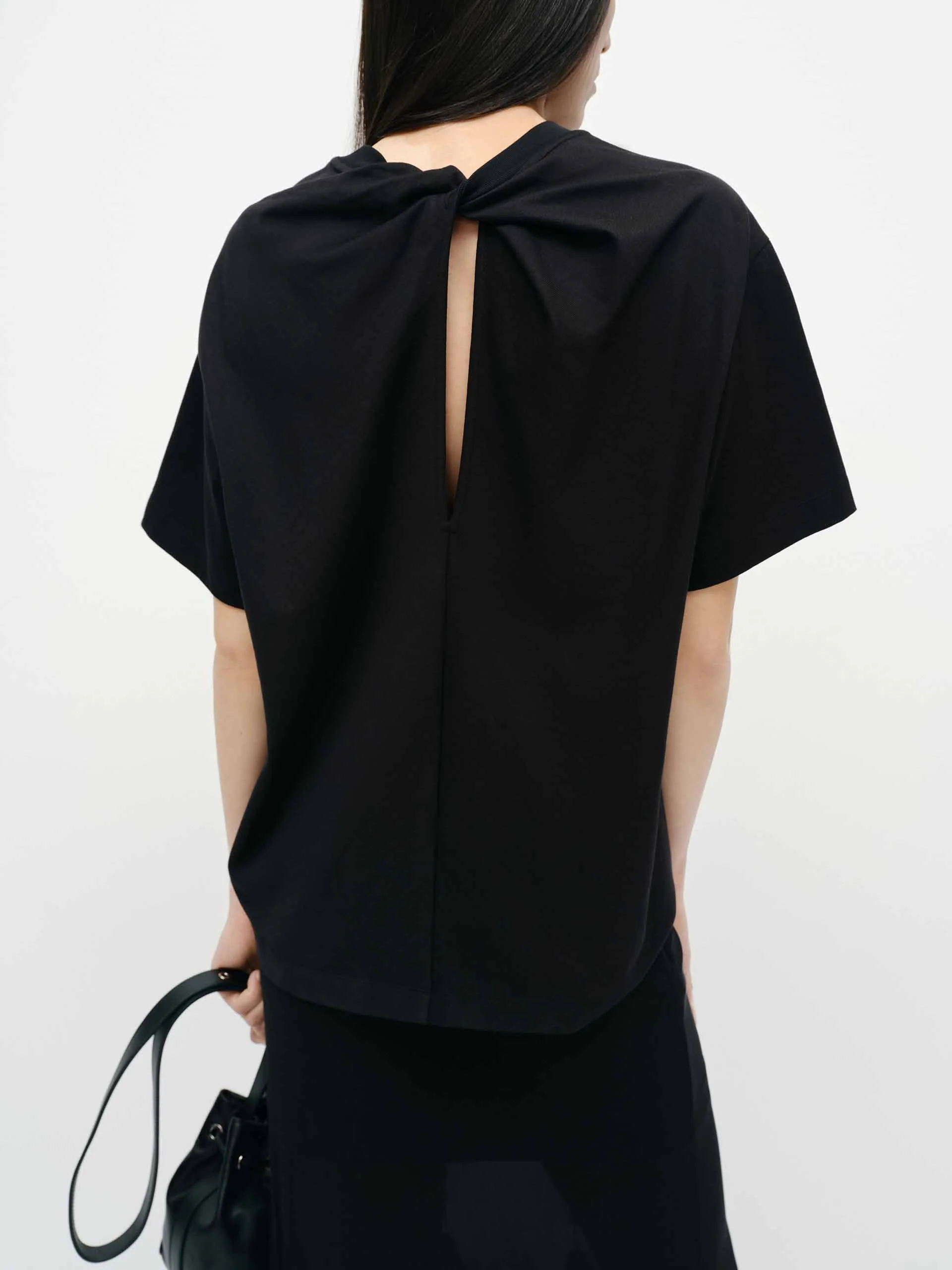 Back Cutout Cotton T-shirt - Image 11