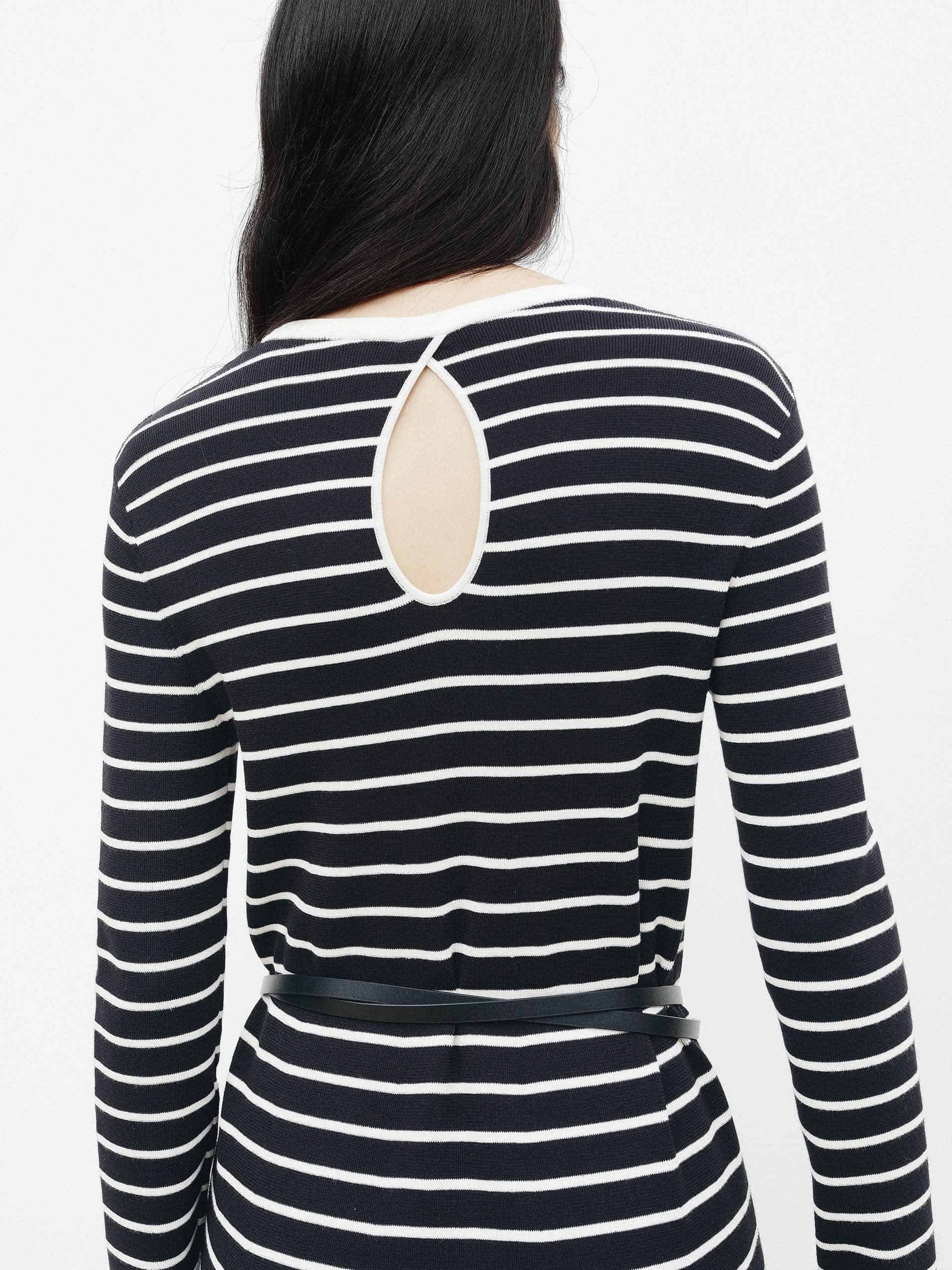 Back Cutout Striped Dress - Image 8