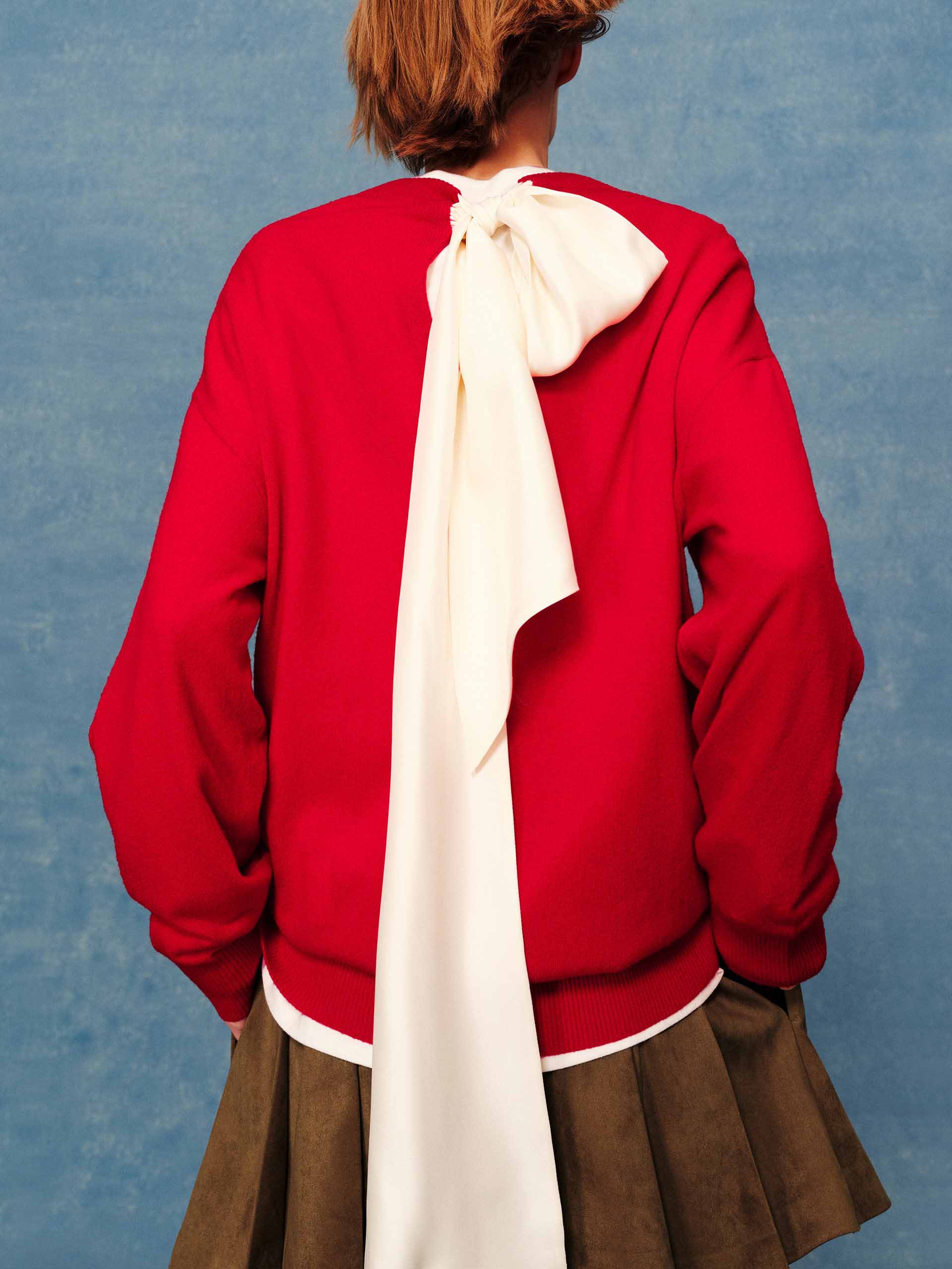 Back Silk Tie Knit Sweater - Image 2