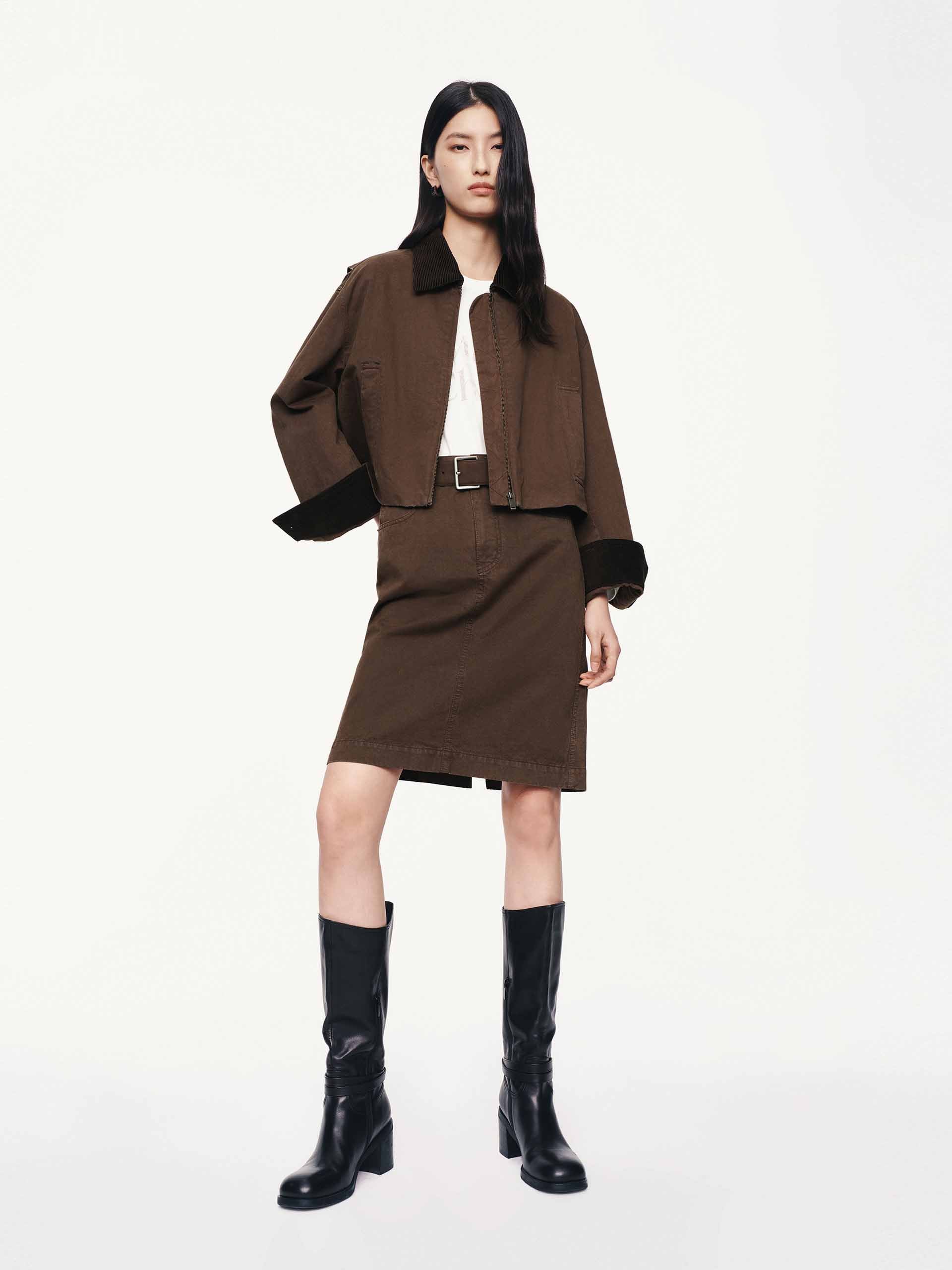 Back Slit Cotton Mini Skirt - Image 2