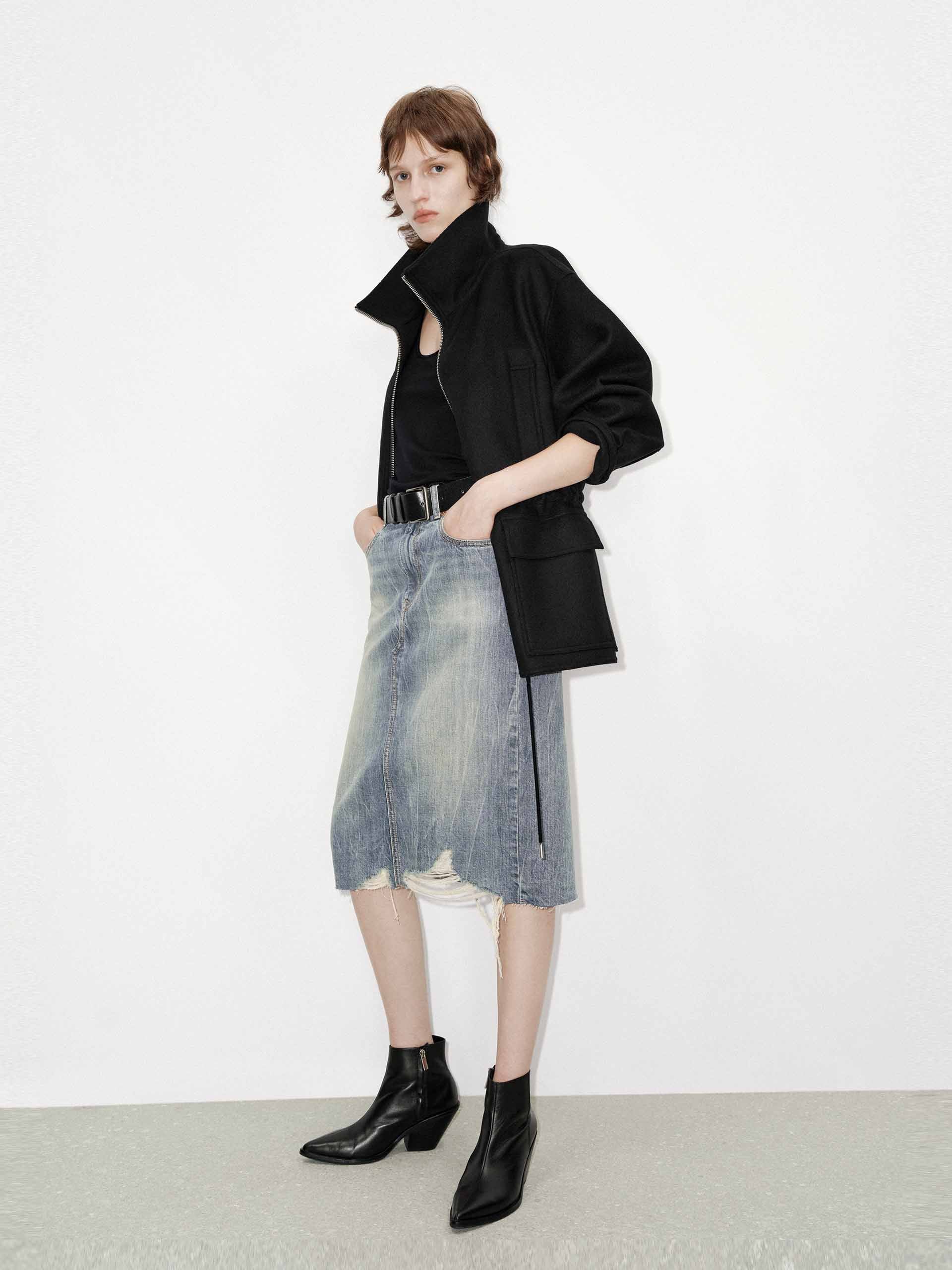 Back Slit Distressed Skirt - Image 2
