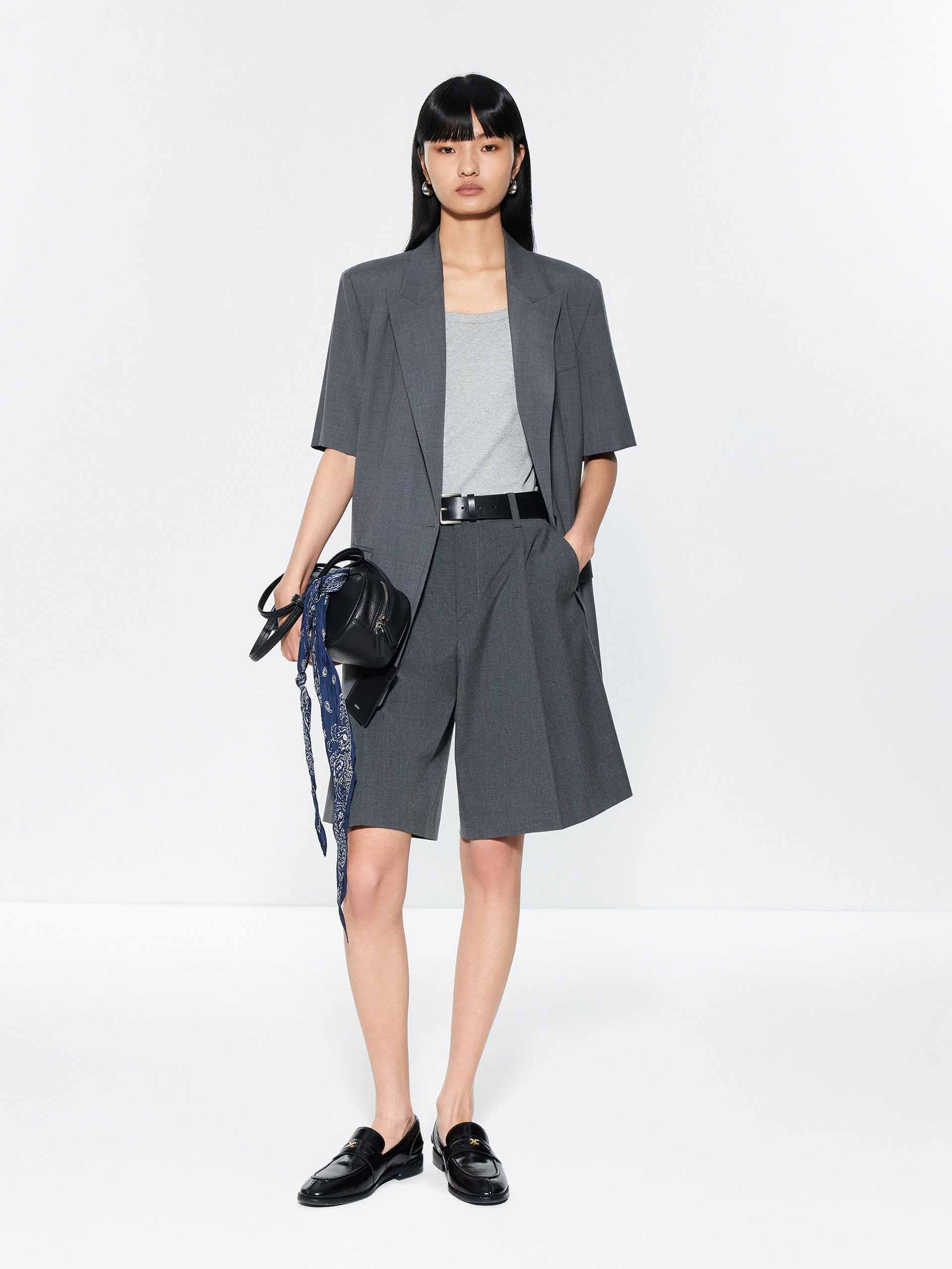 Back Slit Short Sleeves Blazer - Image 2