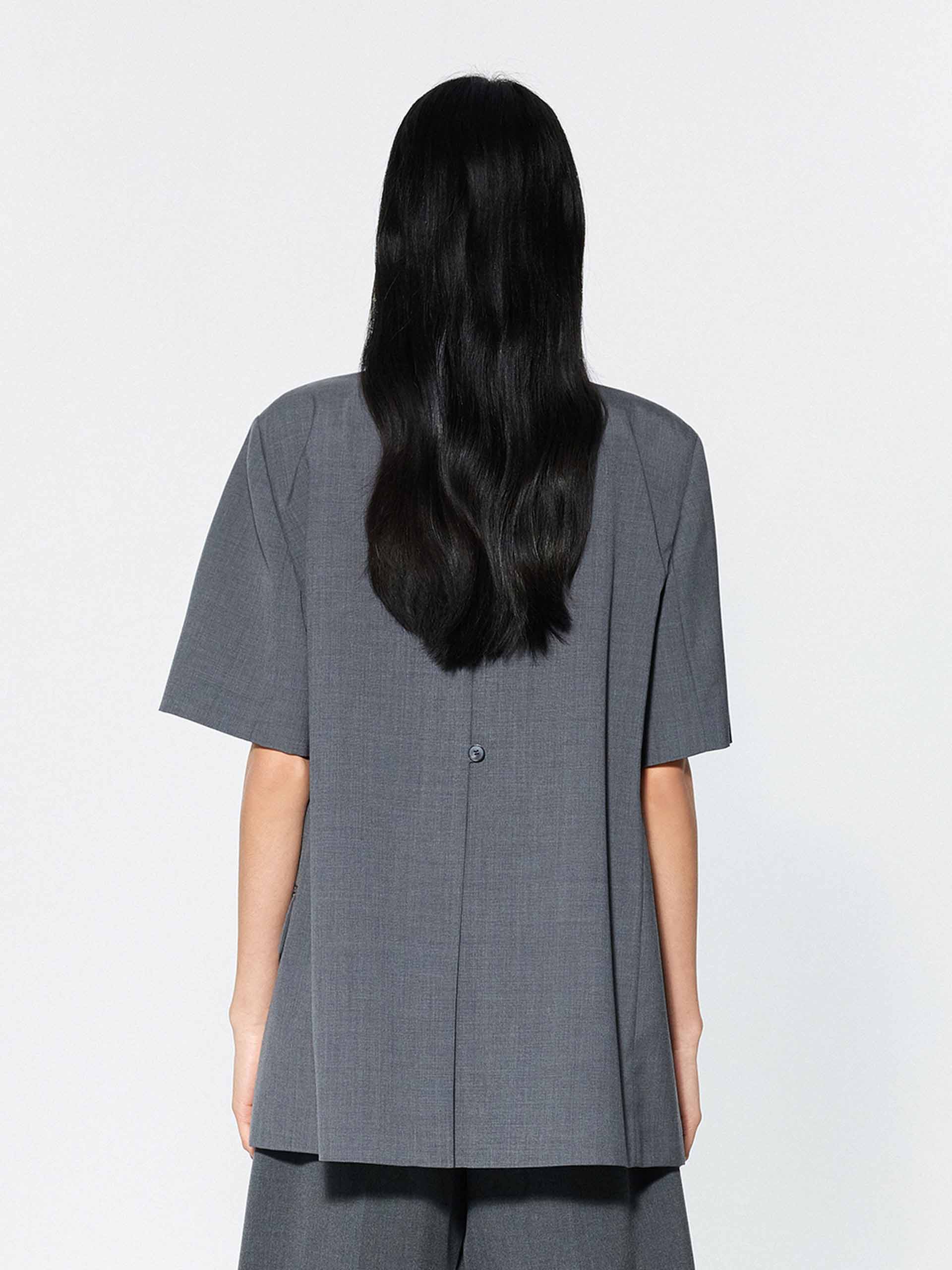 Back Slit Short Sleeves Blazer - Image 6