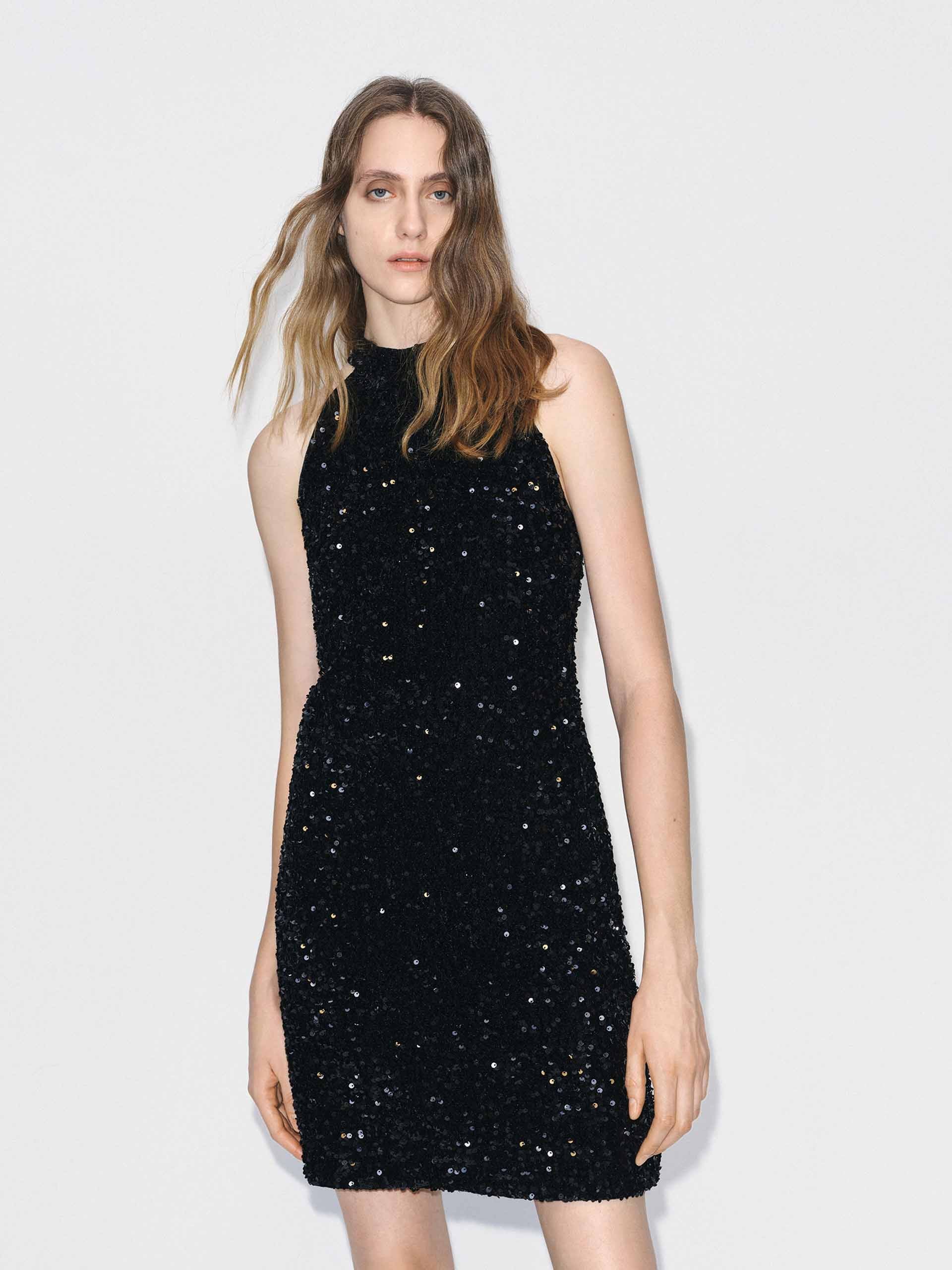 Back Tie Sequin Dress