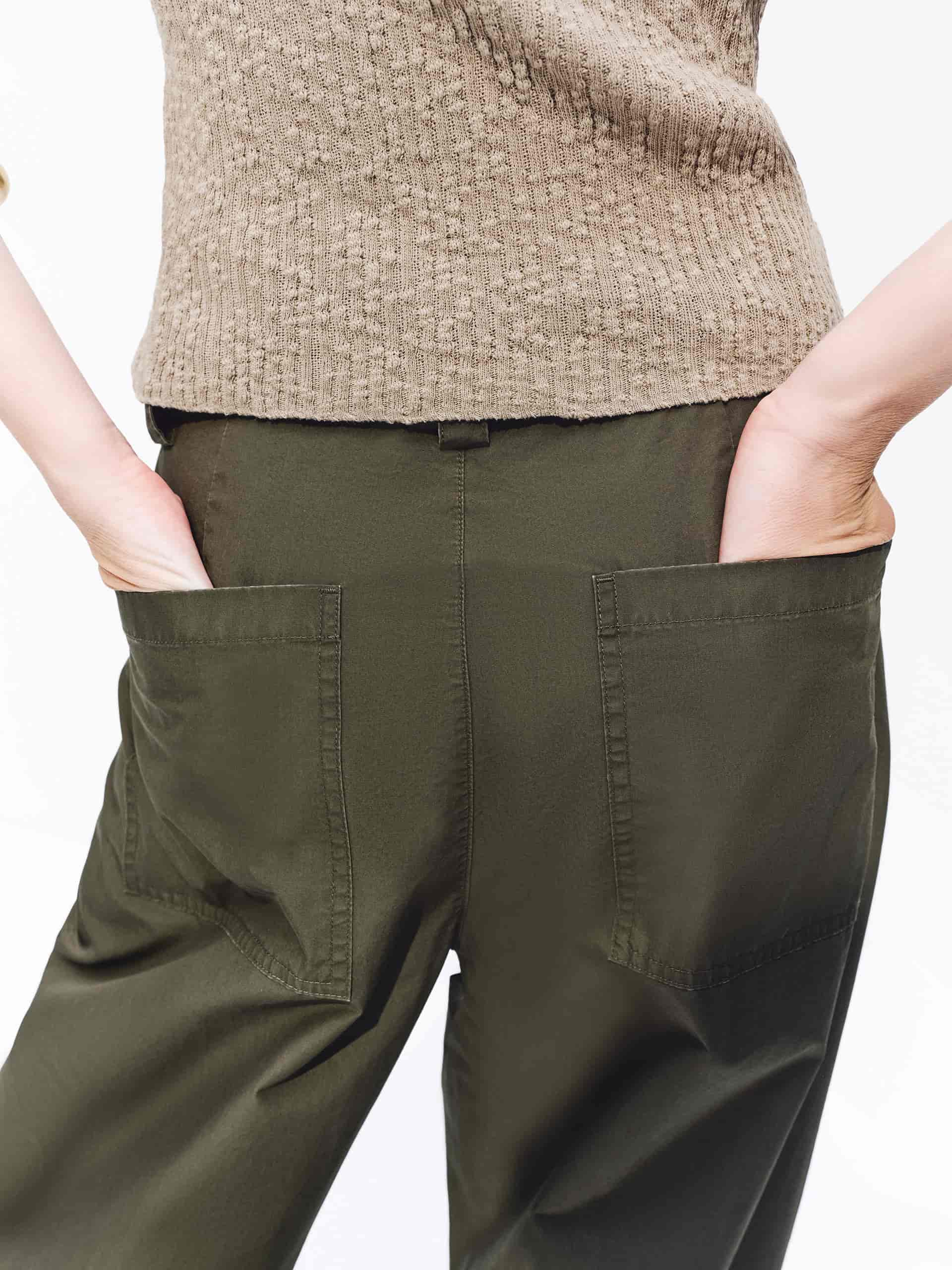 Barrel Leg Pleated Cotton Pants - Image 8