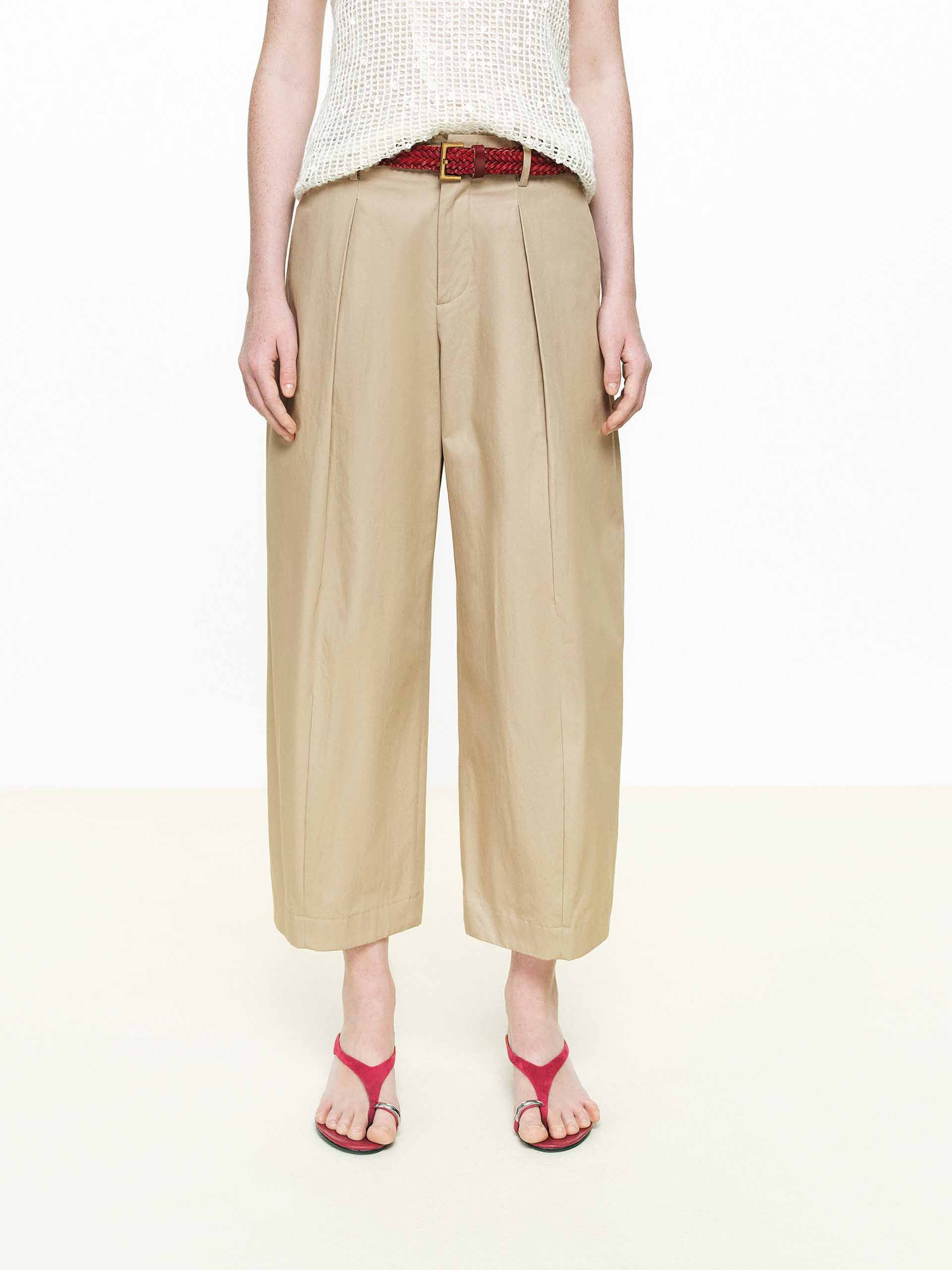 Barrel Leg Cropped Pants