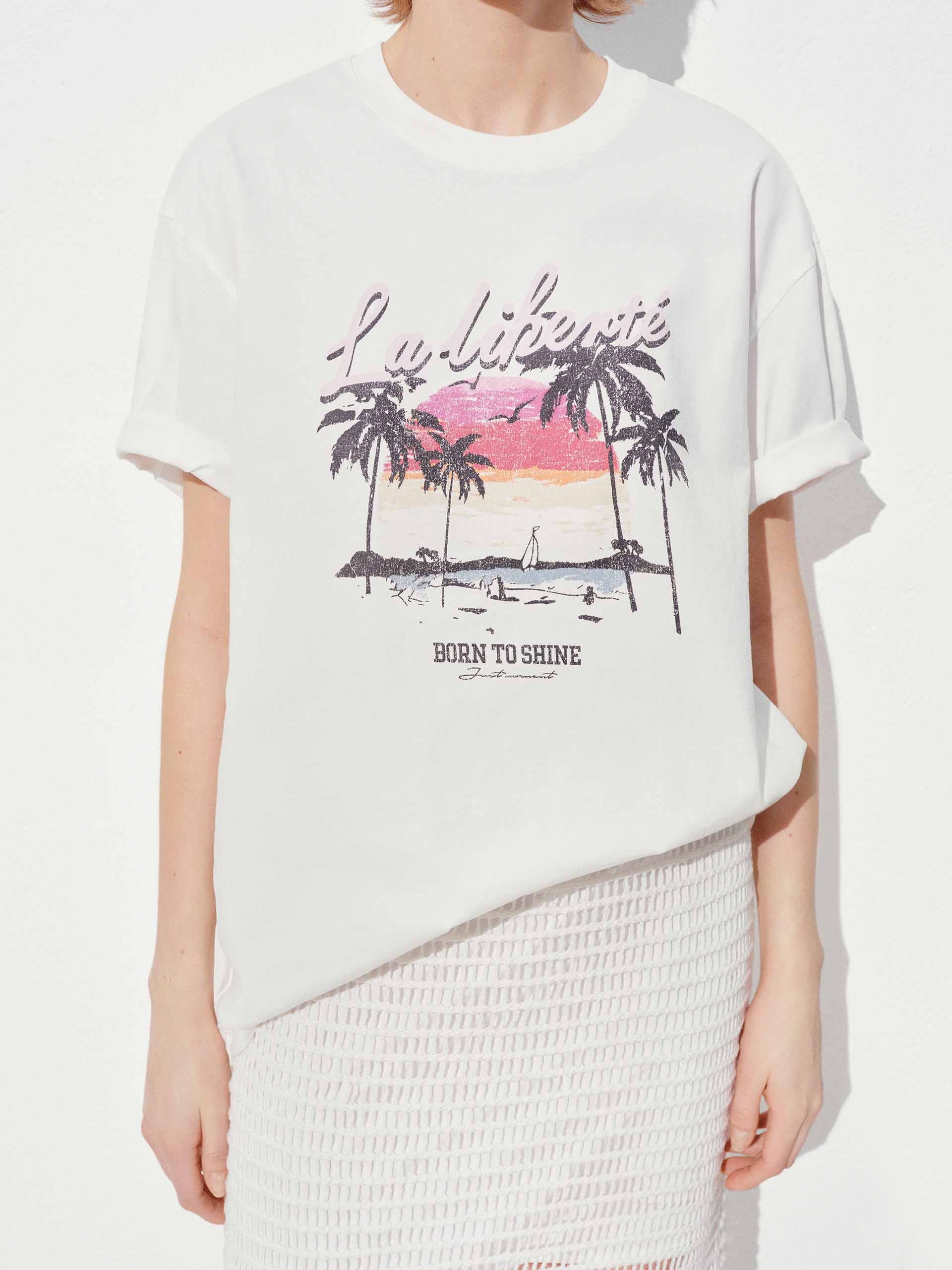Beach Pattern Cotton T-shirt - Image 7