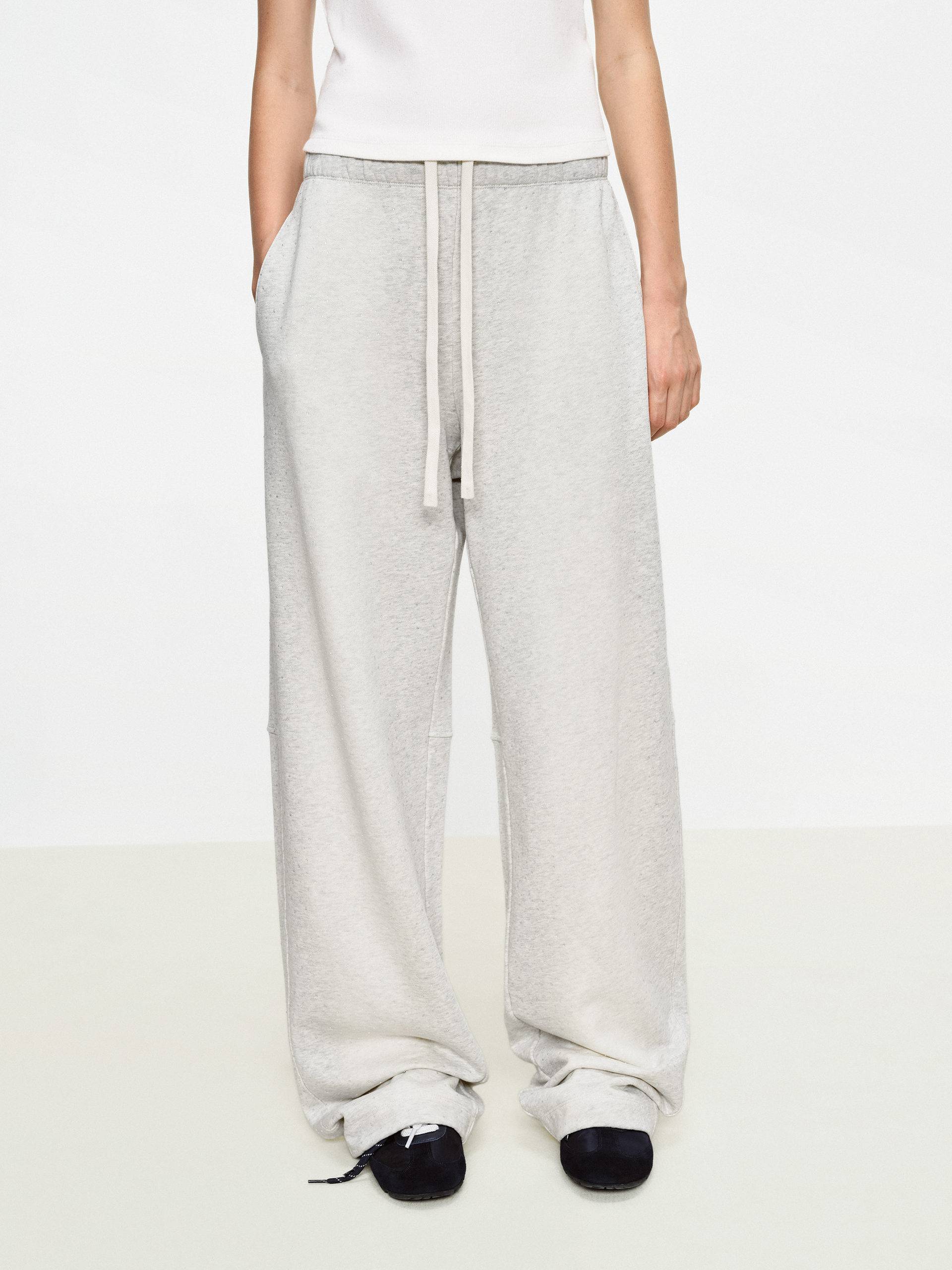 Beaded Detail Cotton Pants