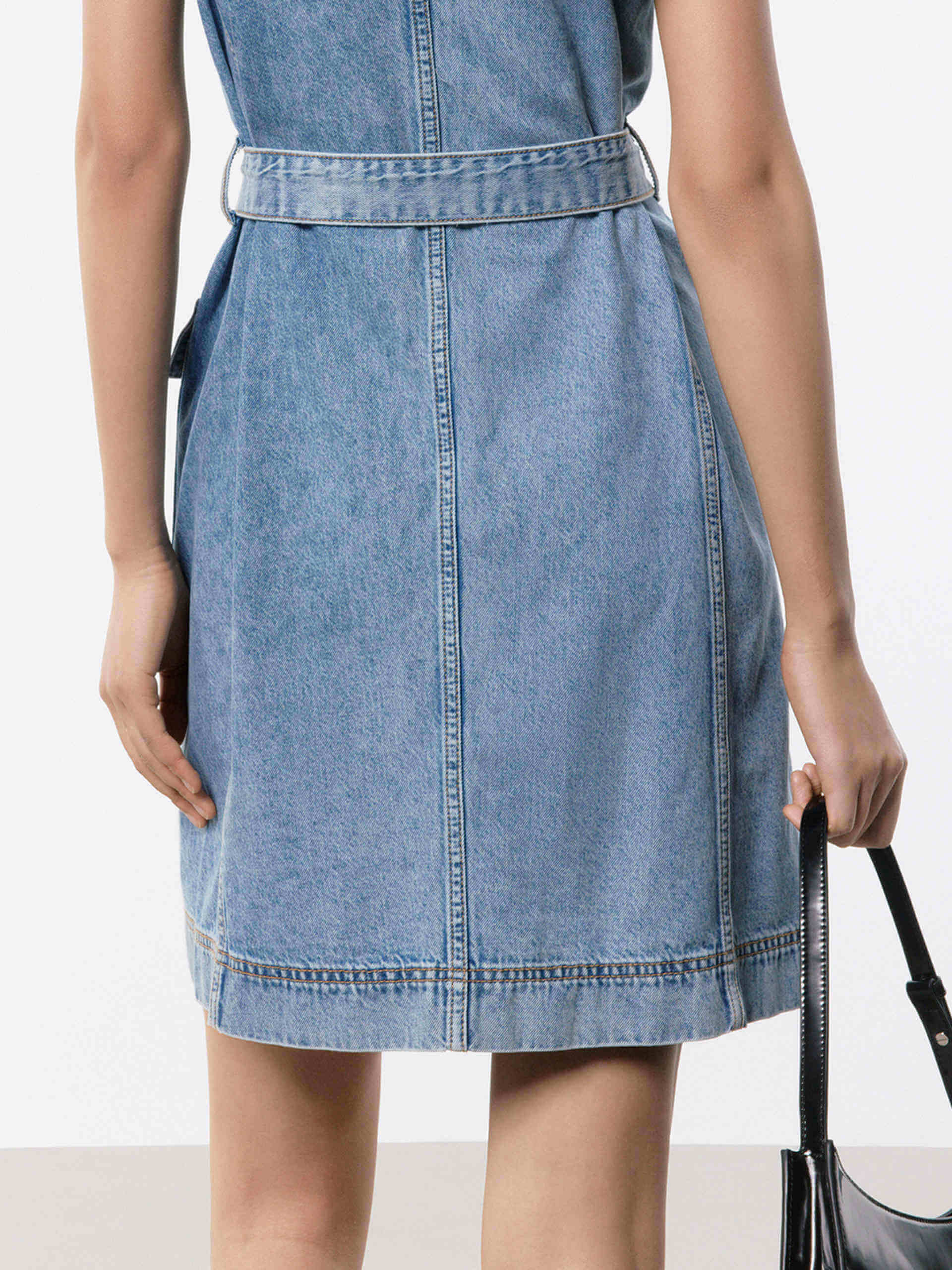Belt Sleeveless Denim Dress - Image 8