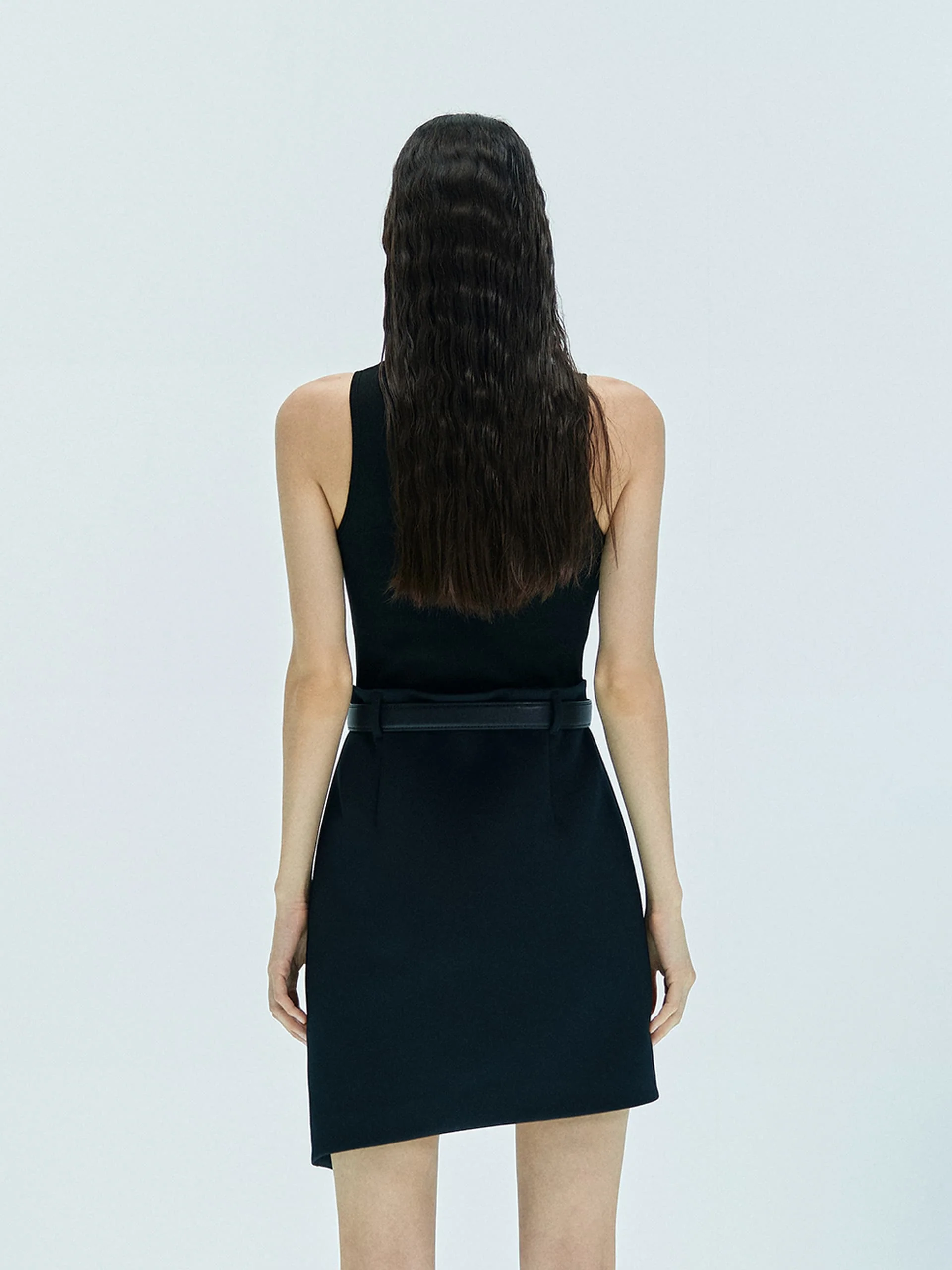 Belted Asymmetric Knitted Dress - Image 6