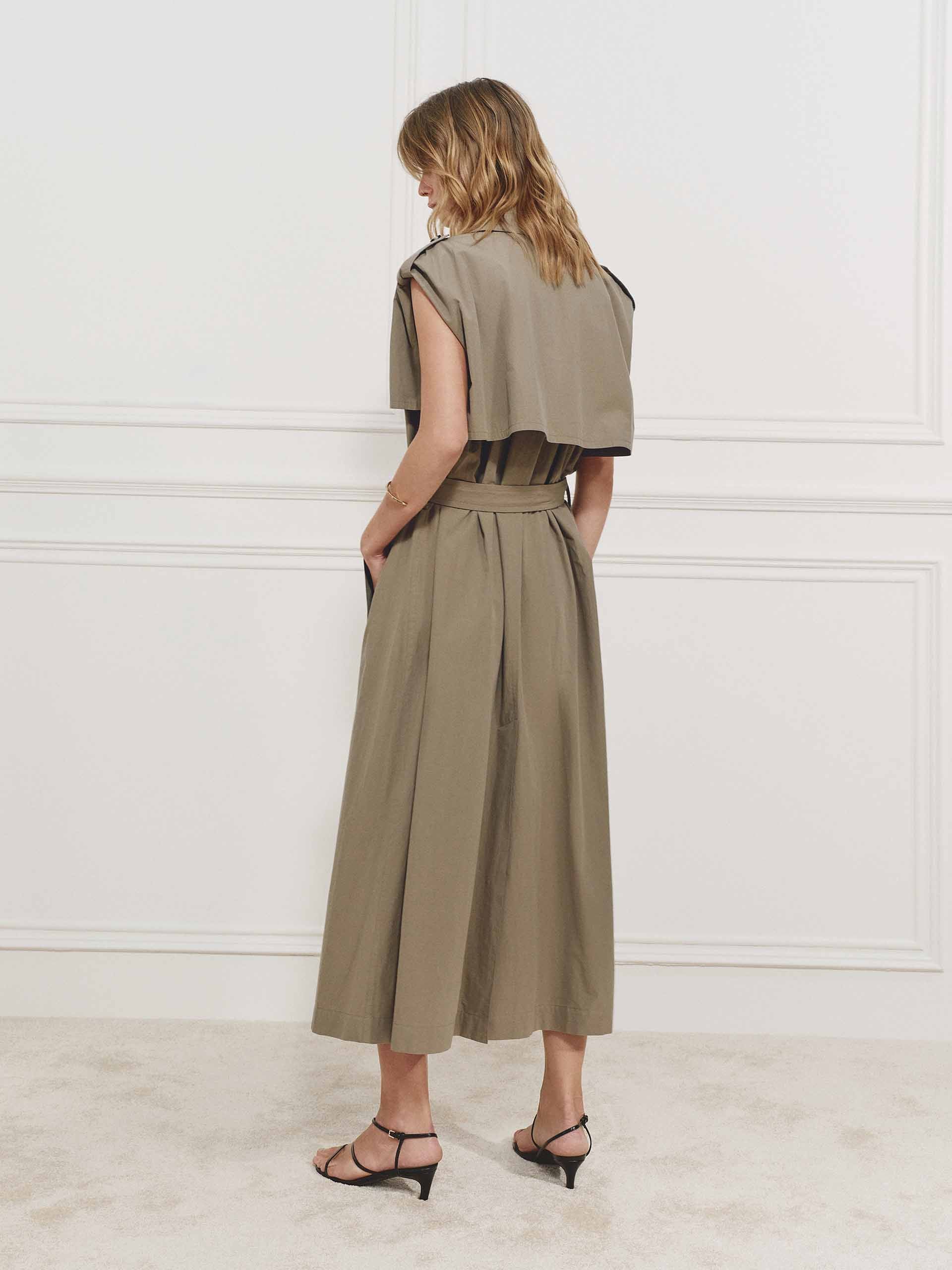 Belted Cotton Trench Dress - Image 3