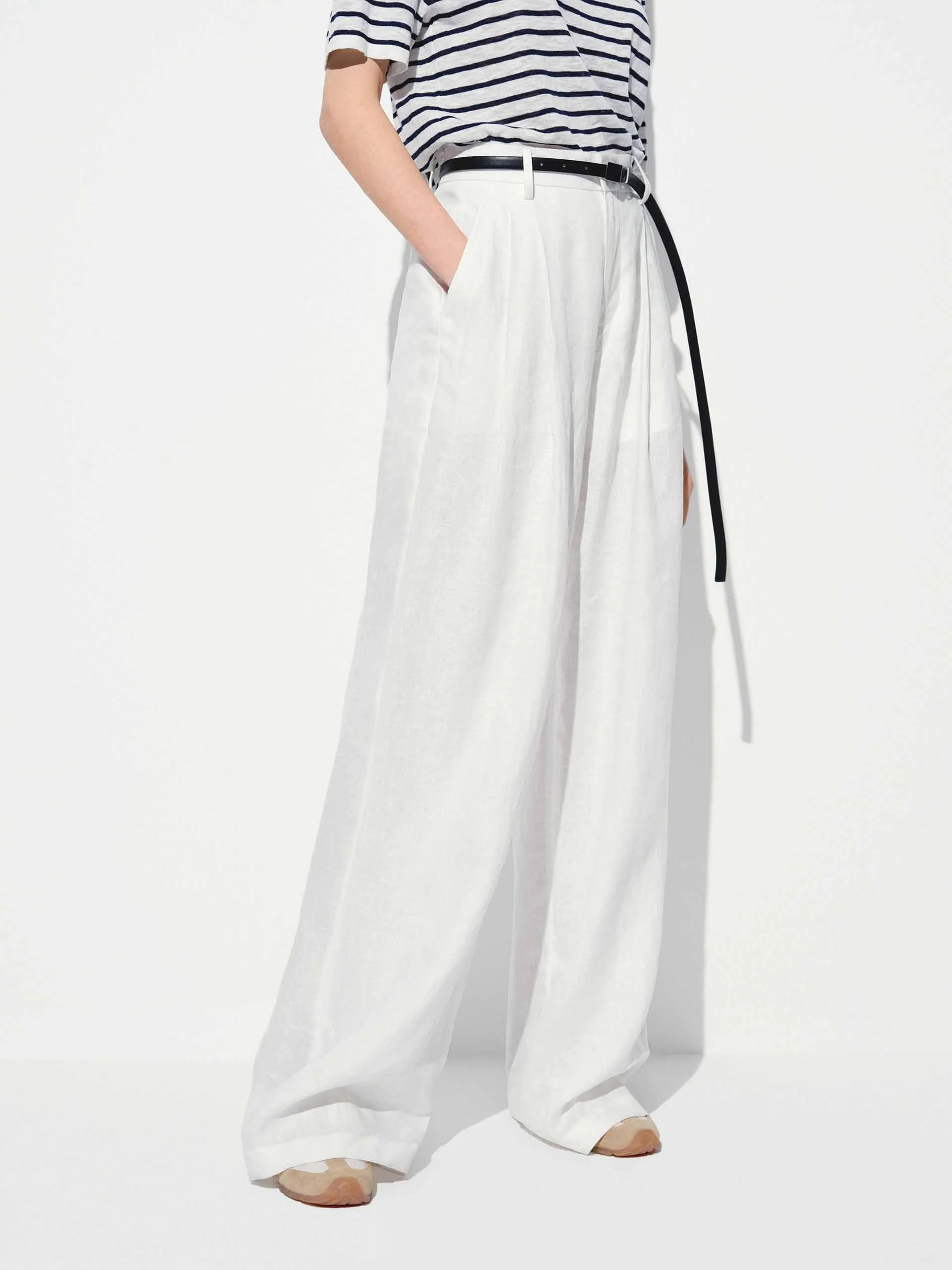 Belted Linen Straight Pants - Image 15