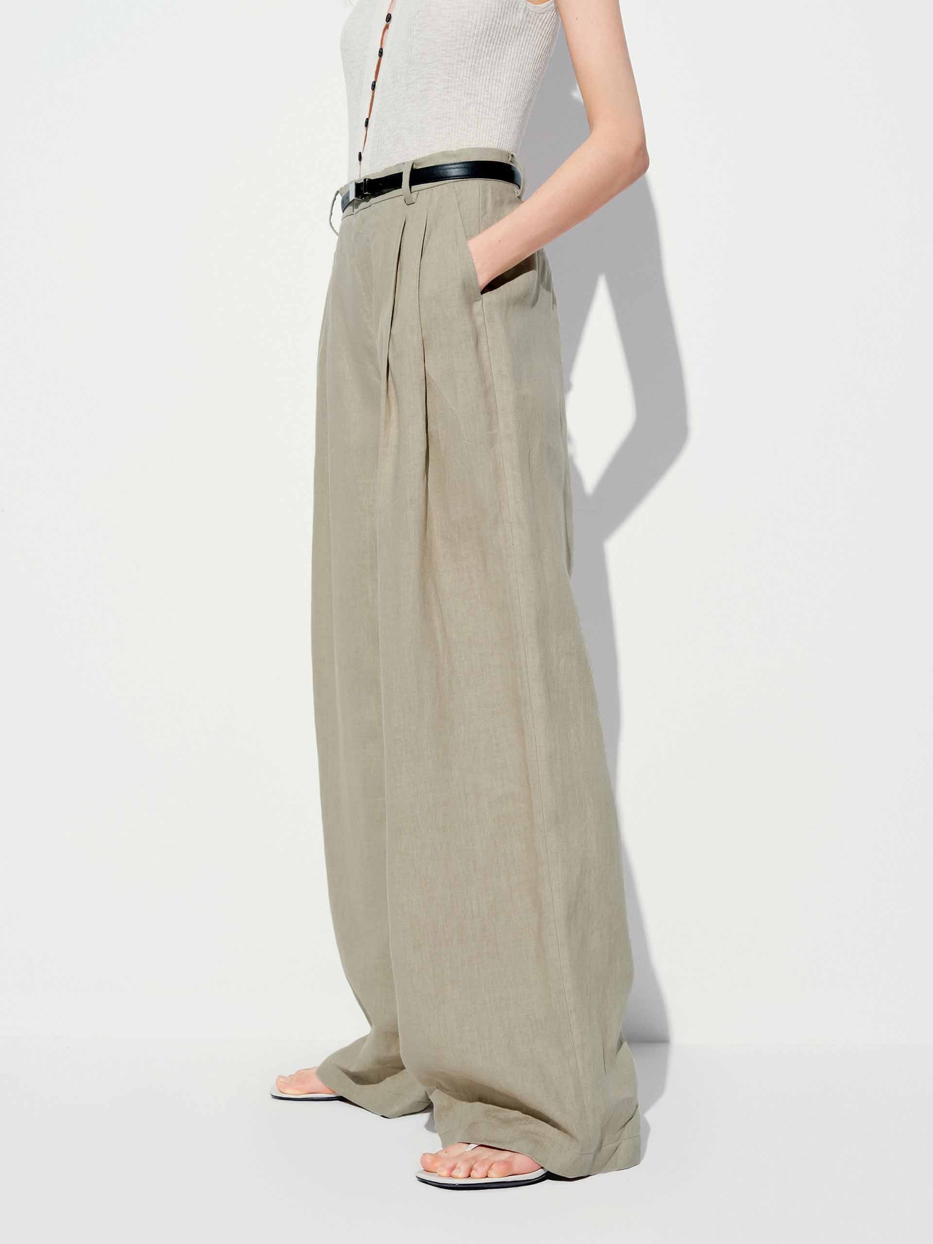 Belted Linen Straight Pants - Image 6