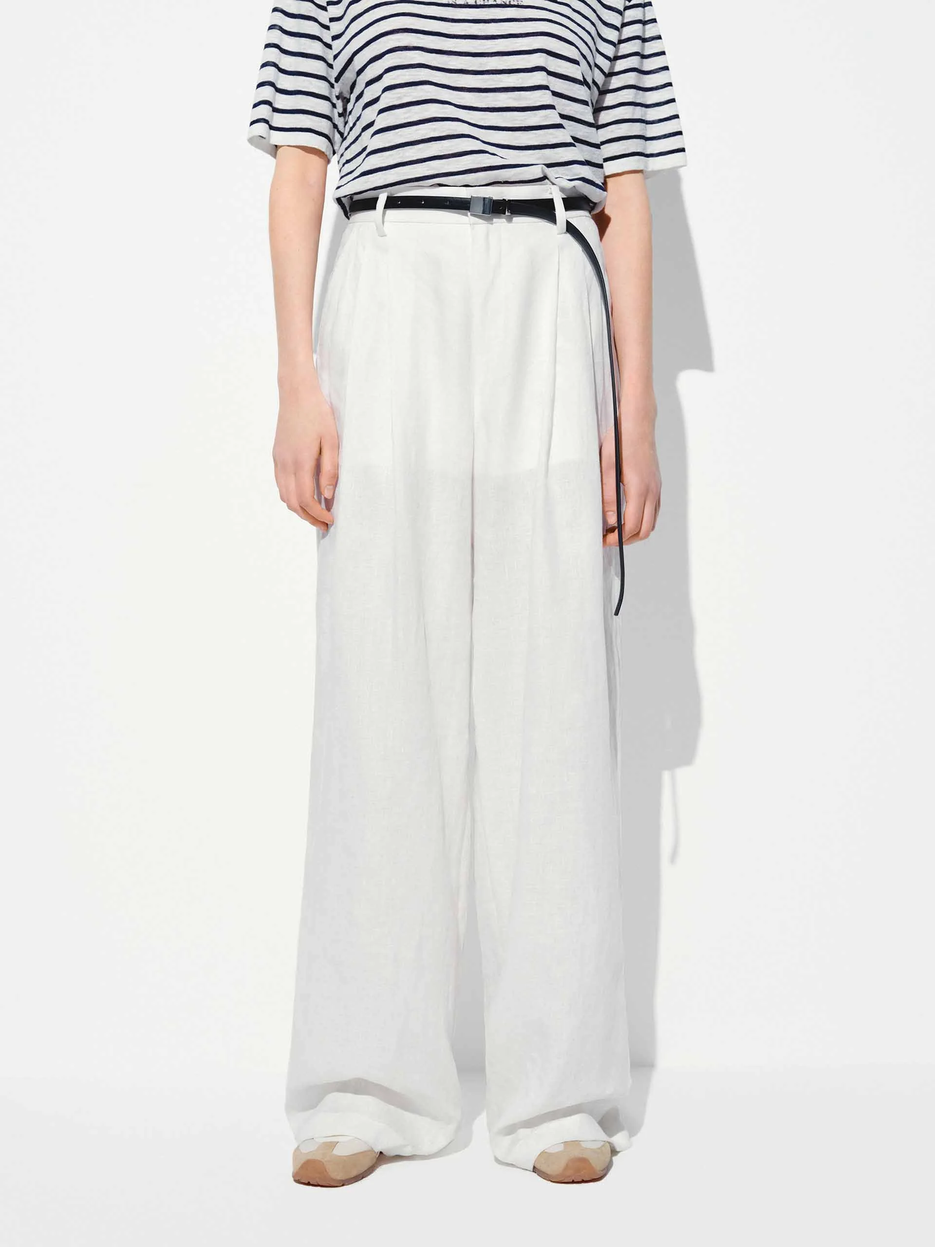 Belted Linen Straight Pants - Image 9