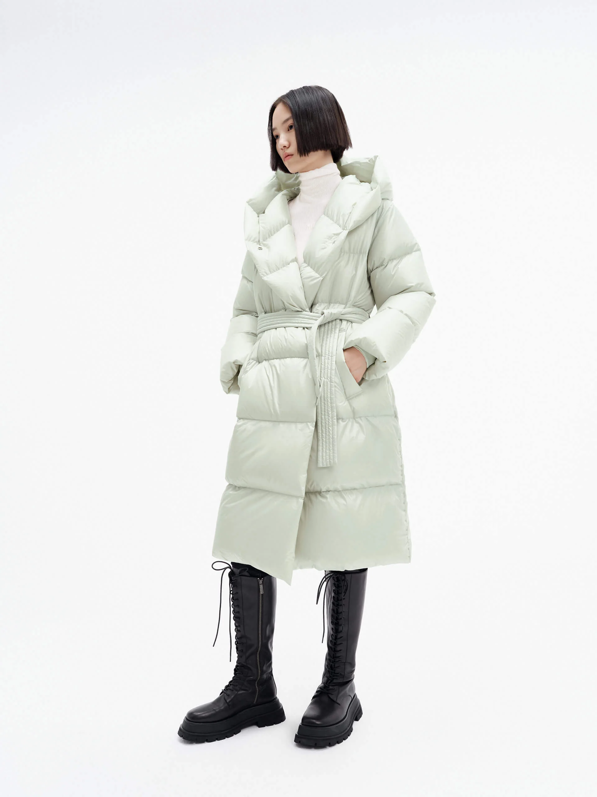 Belted Quilted Shell Down Coat - Image 21
