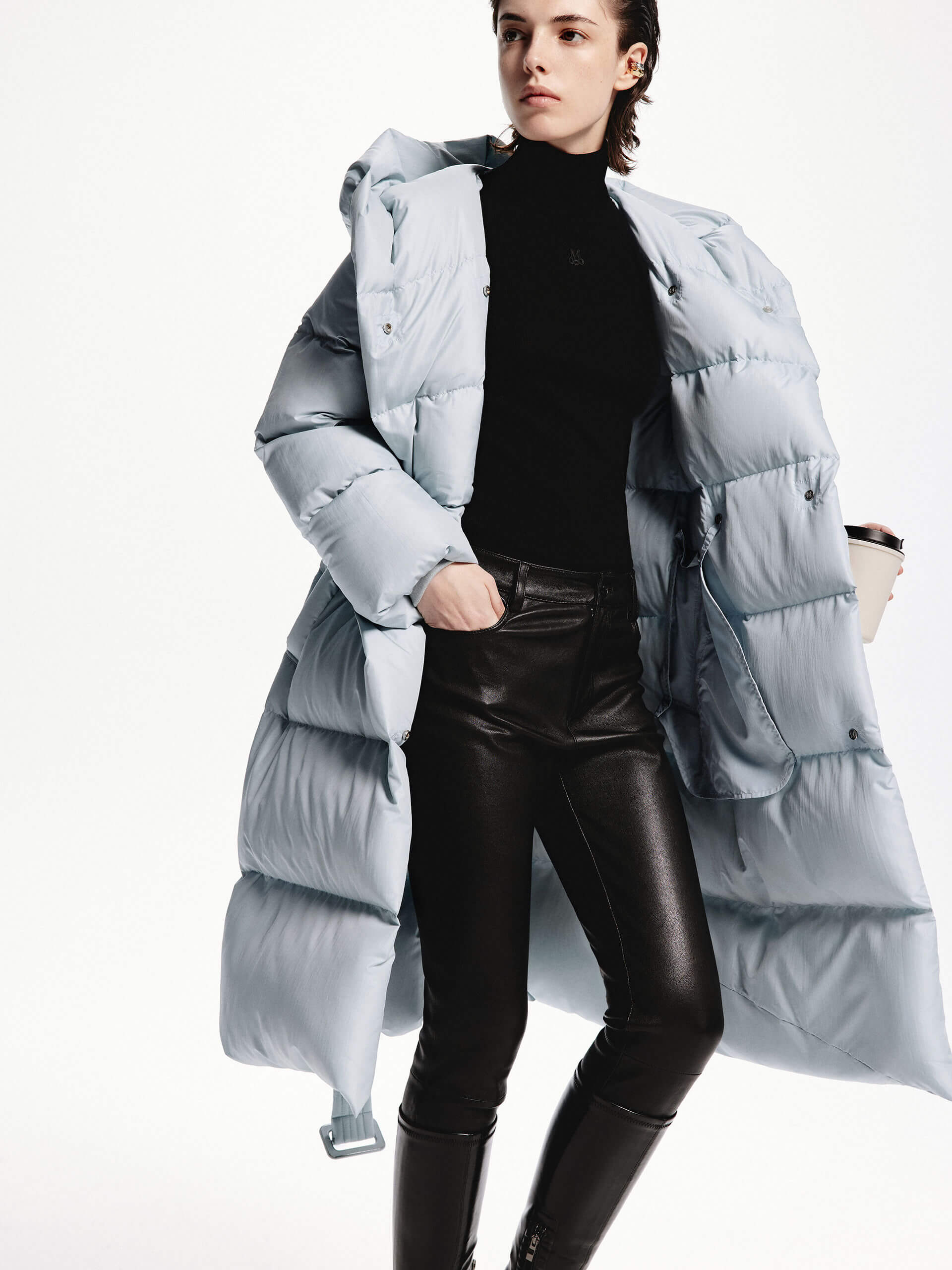 Belted Quilted Shell Down Coat - Image 35