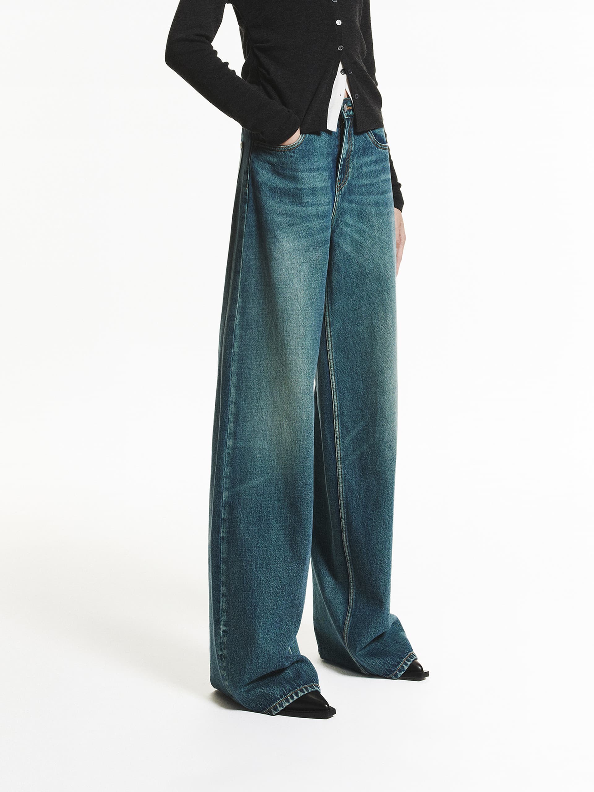 Blue Wash Wide Leg Jeans - Image 6