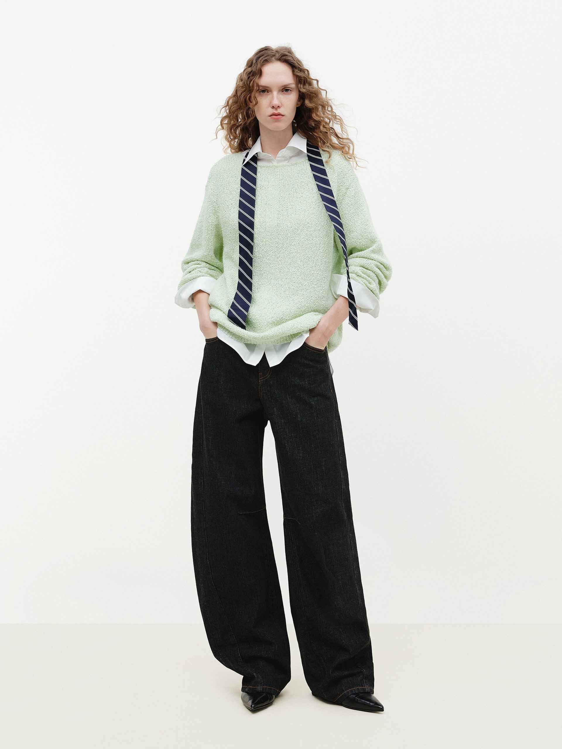 Boatneck Loose Knitted Sweater - Image 2