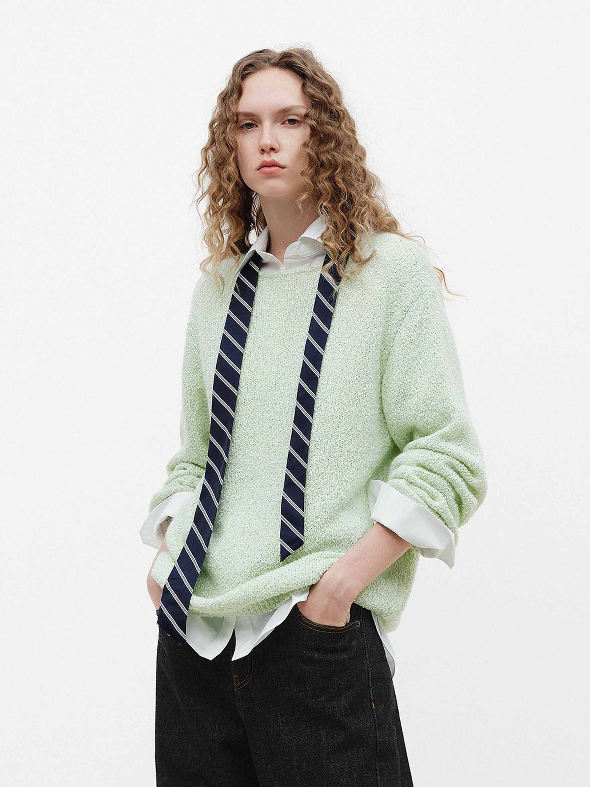 Boatneck Loose Knitted Sweater - Image 7