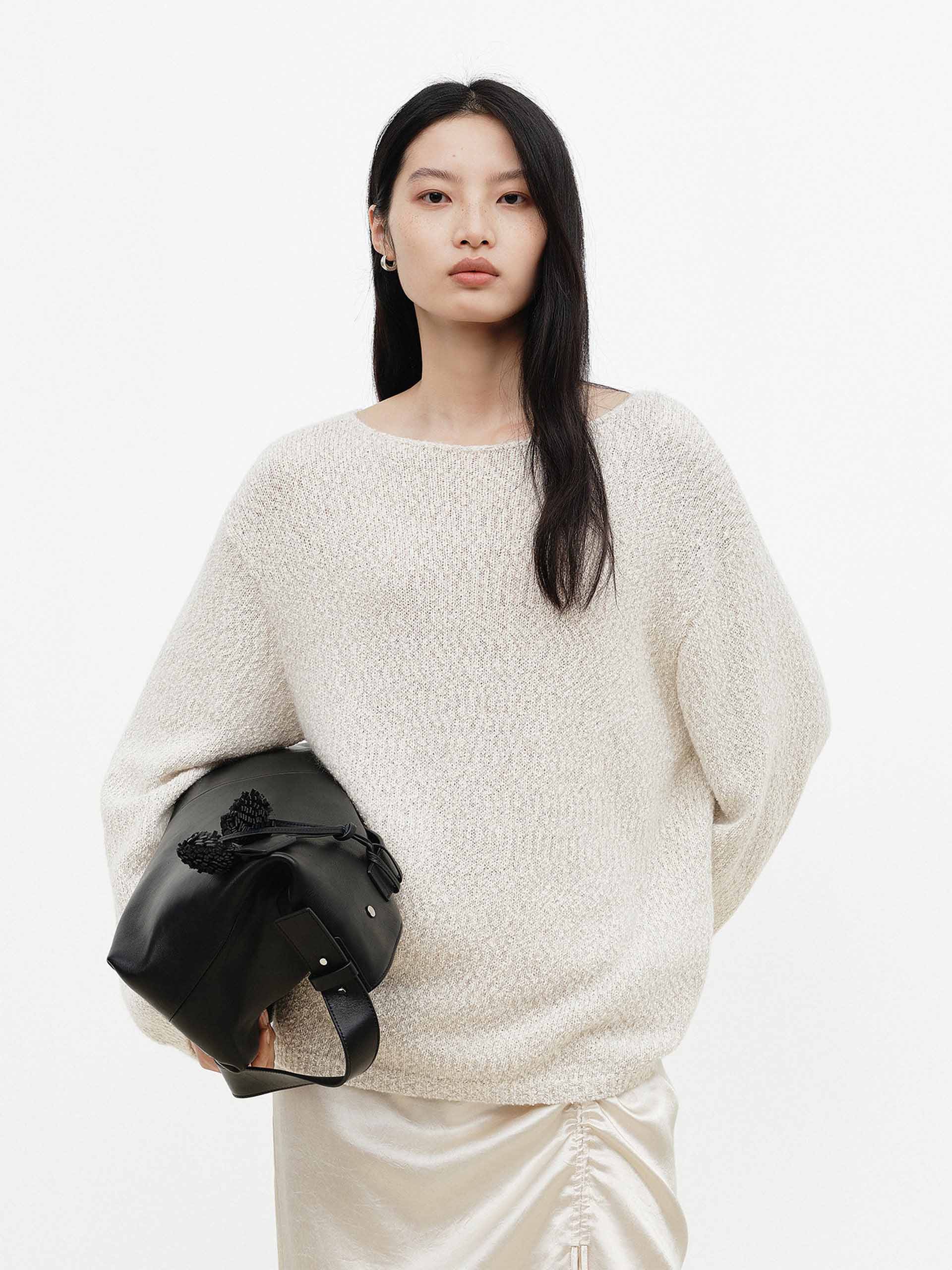 Boatneck Loose Knitted Sweater - Image 9