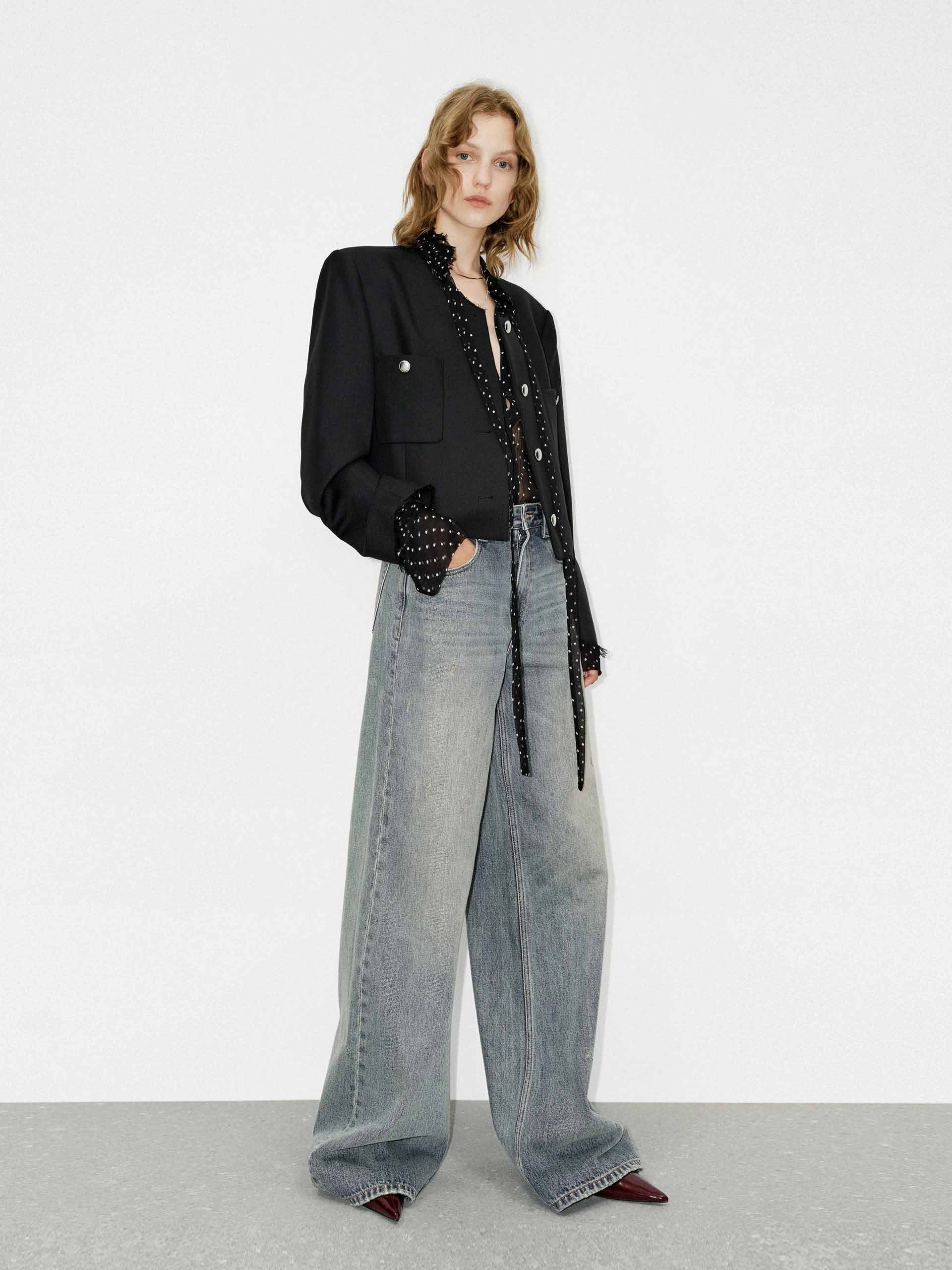 Boxy Fit Collarless Jacket - Image 6