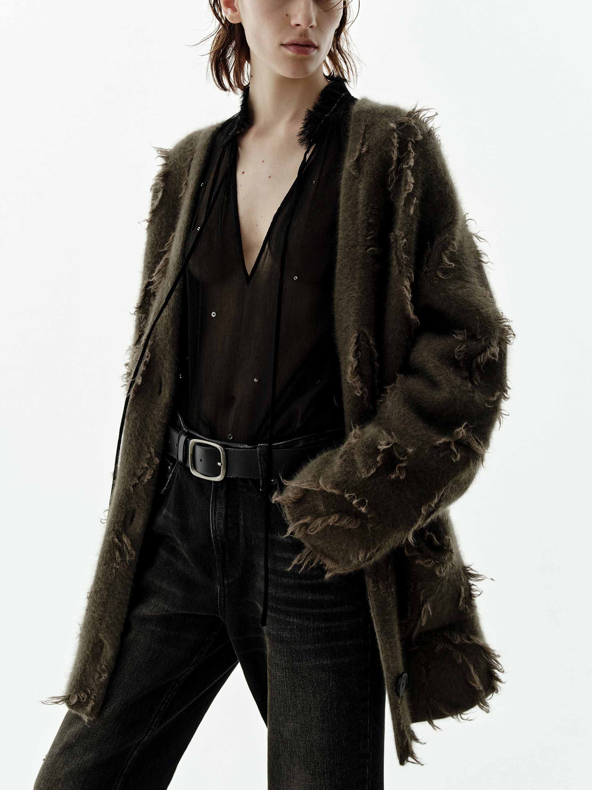 Brushed V-neck Cardigan - Image 3